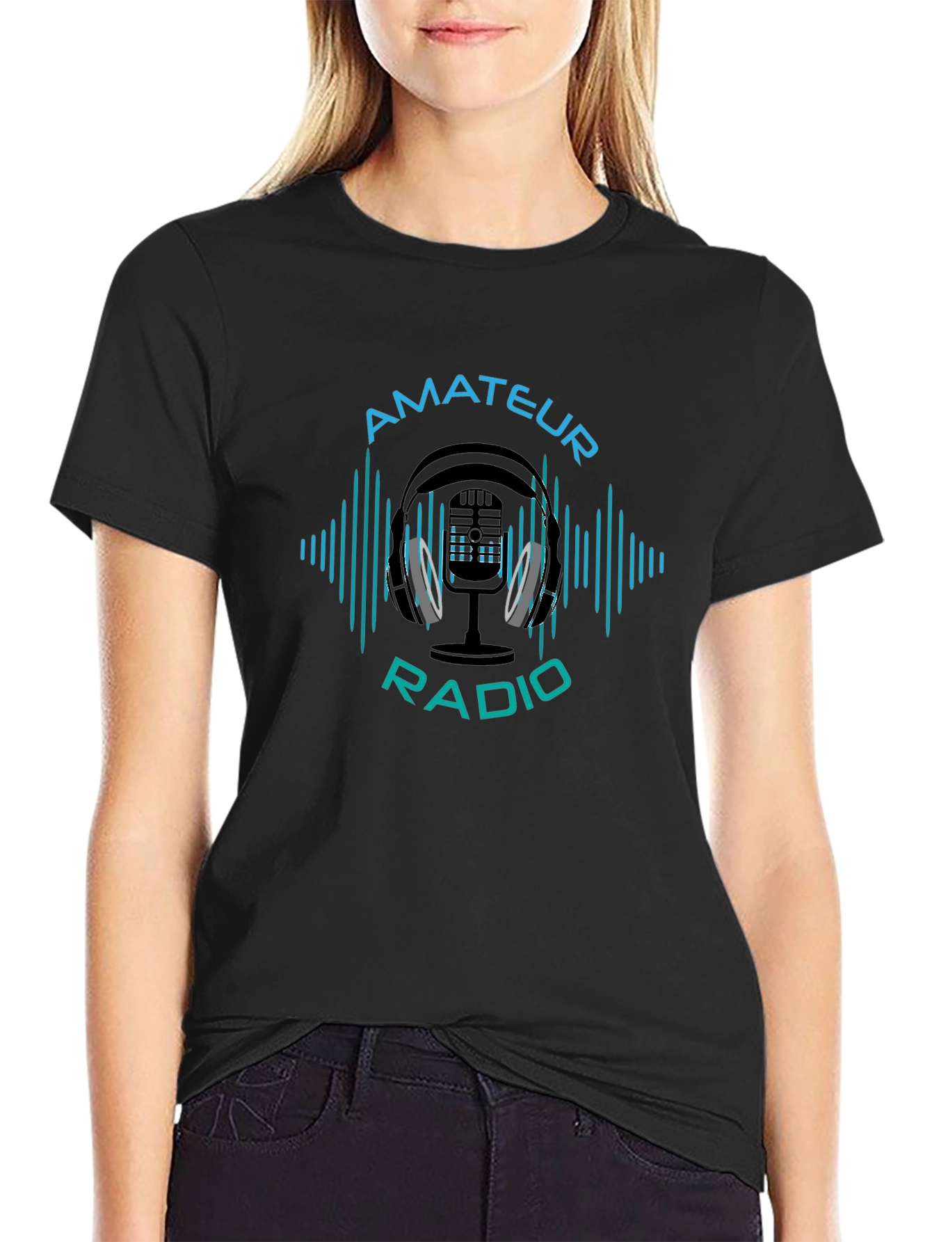 Amateur Radio Graphic Tee - Black Cotton T-Shirt