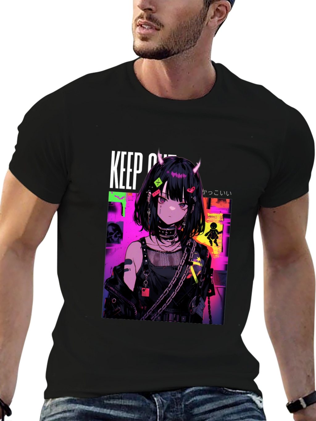 Anime Girl Graphic Black T-Shirt