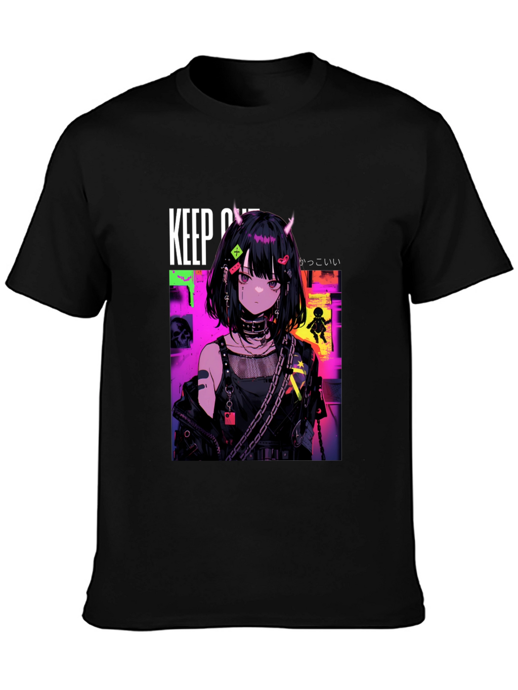 Anime Girl Graphic Black T-Shirt
