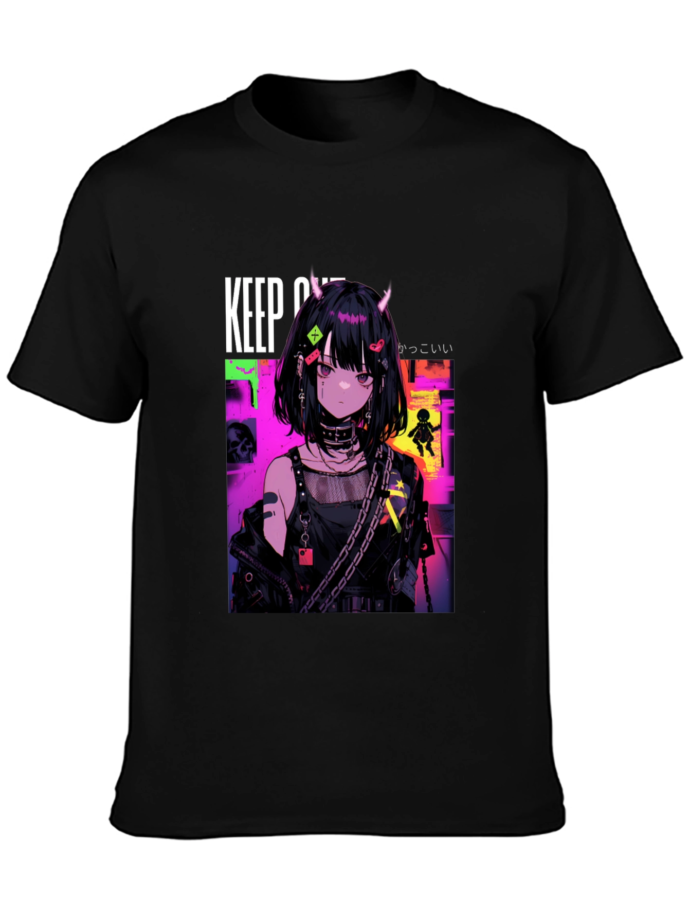 Anime Girl Graphic Black T-Shirt