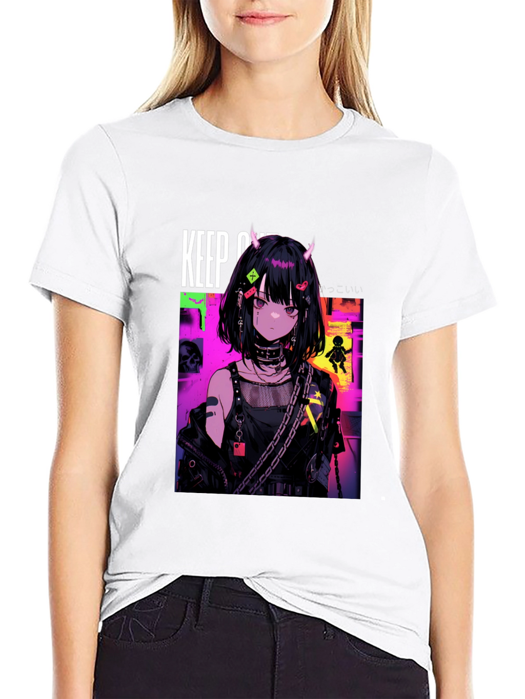 Anime Girl Graphic Black T-Shirt