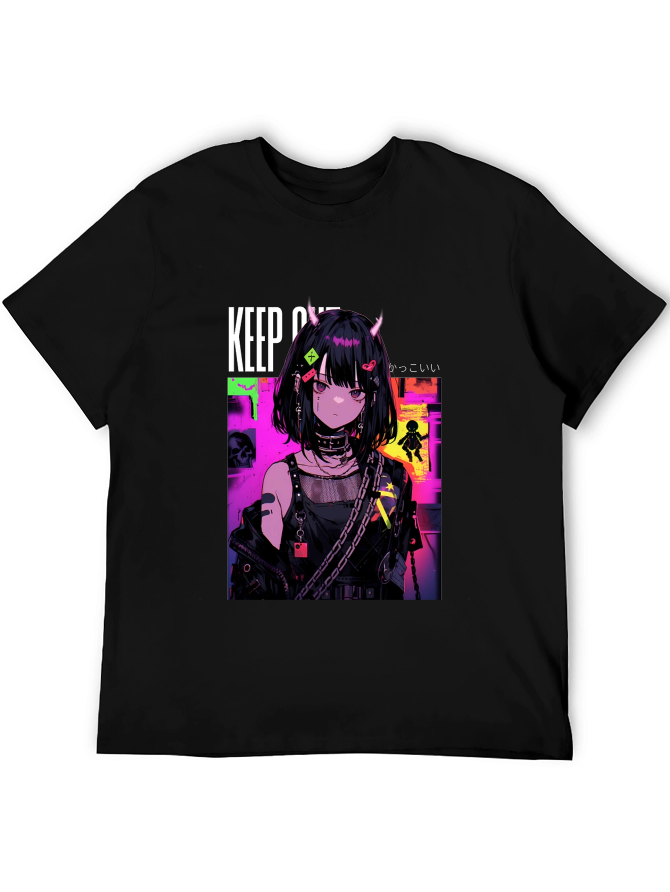 Anime Girl Graphic Black T-Shirt