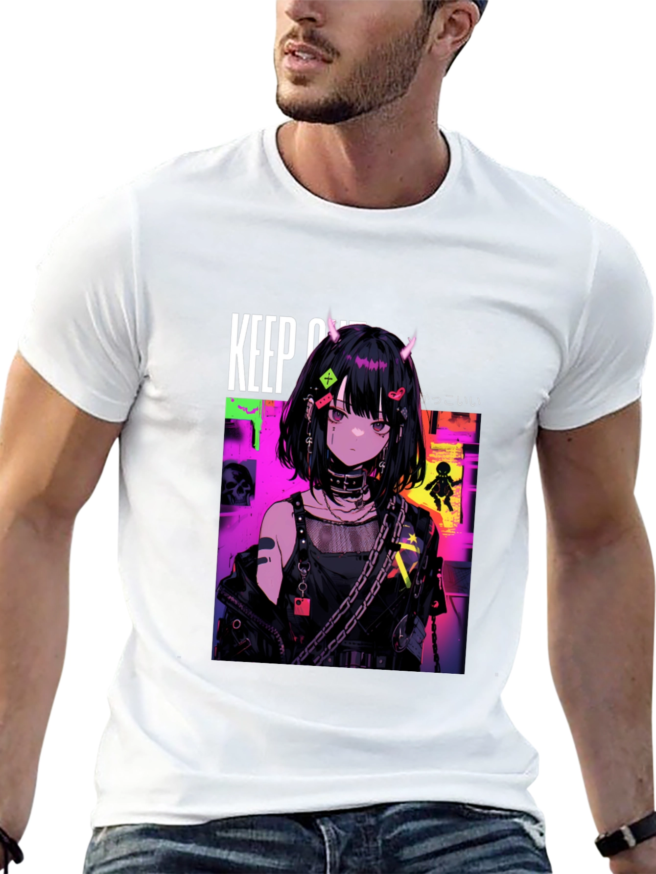 Anime Girl Graphic Black T-Shirt