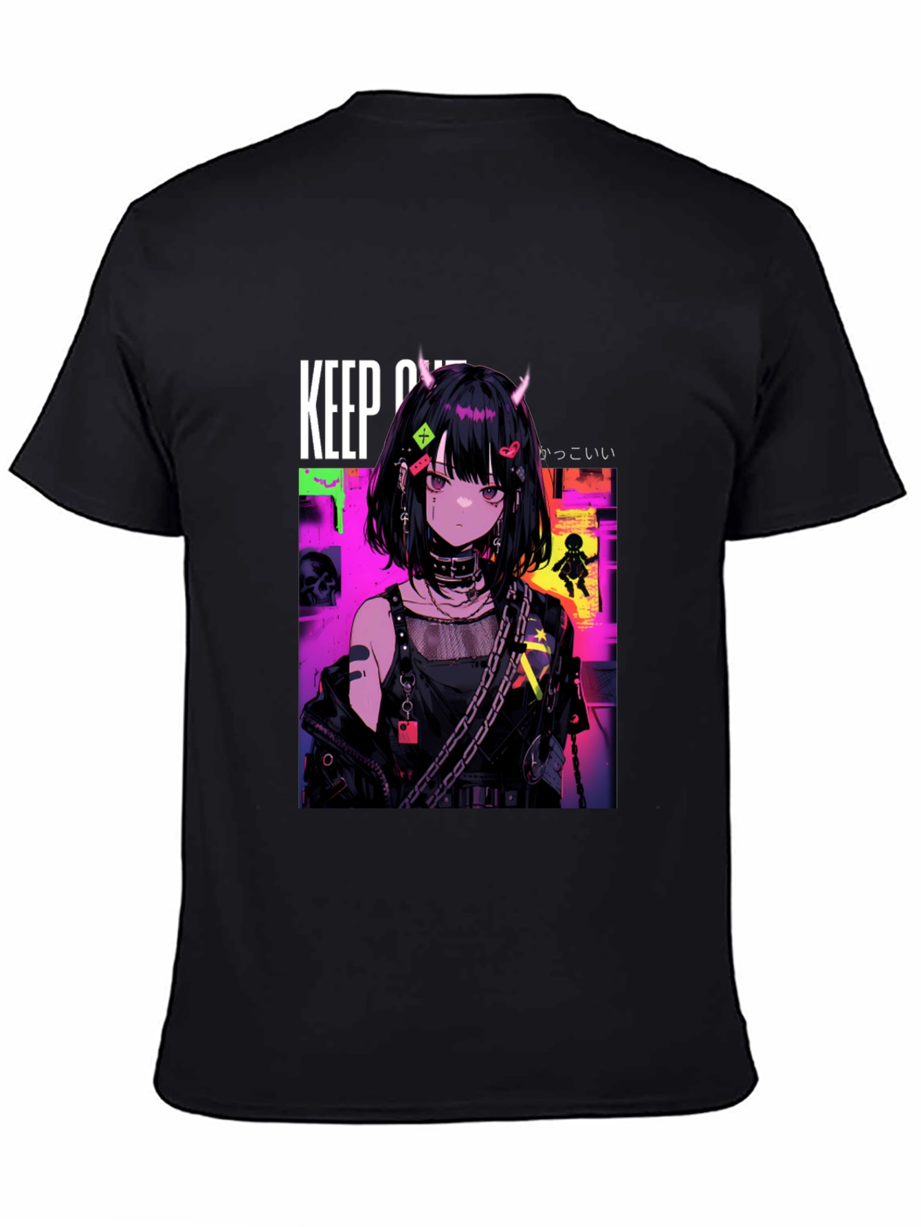 Anime Girl Graphic Black T-Shirt