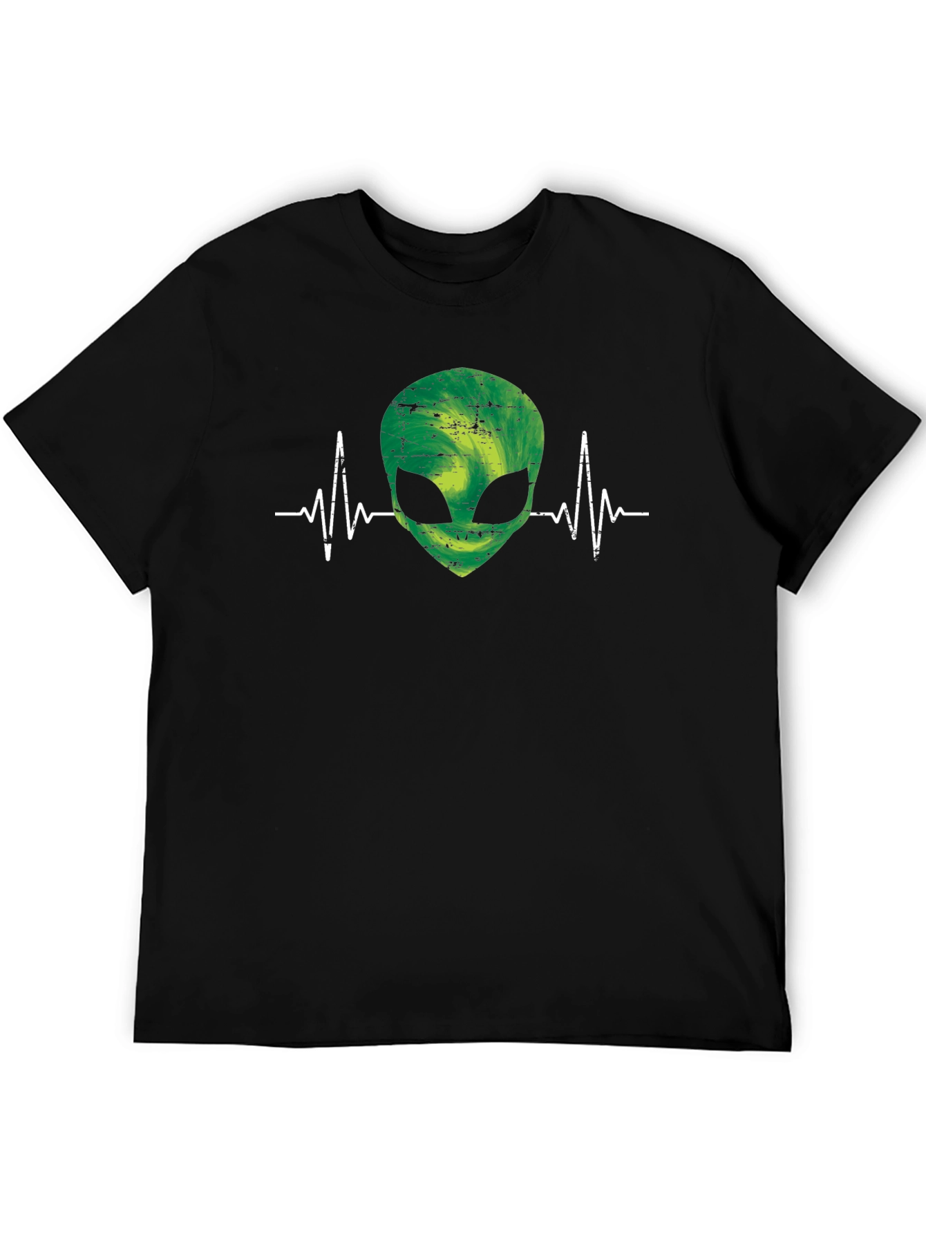Alien Heartbeat Graphic Tee - Black Cotton T-Shirt