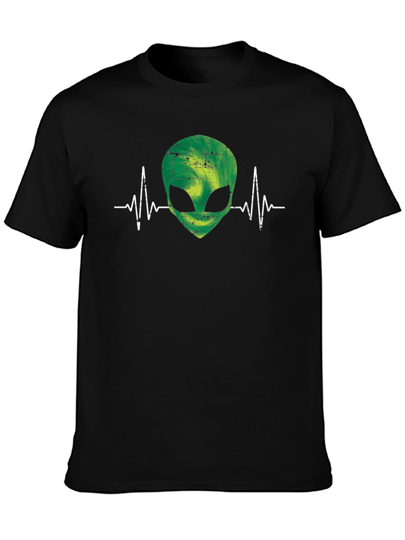 Alien Heartbeat Graphic Tee - Black Cotton T-Shirt