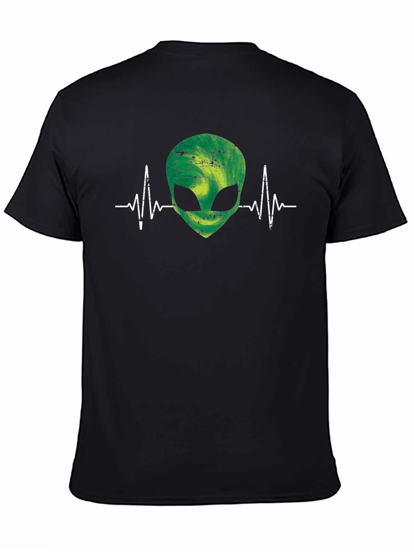 Alien Heartbeat Graphic Tee - Black Cotton T-Shirt