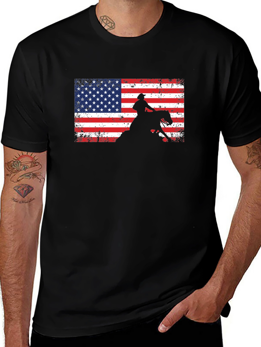 American Cowboy T-Shirt: Patriotic Rodeo Style