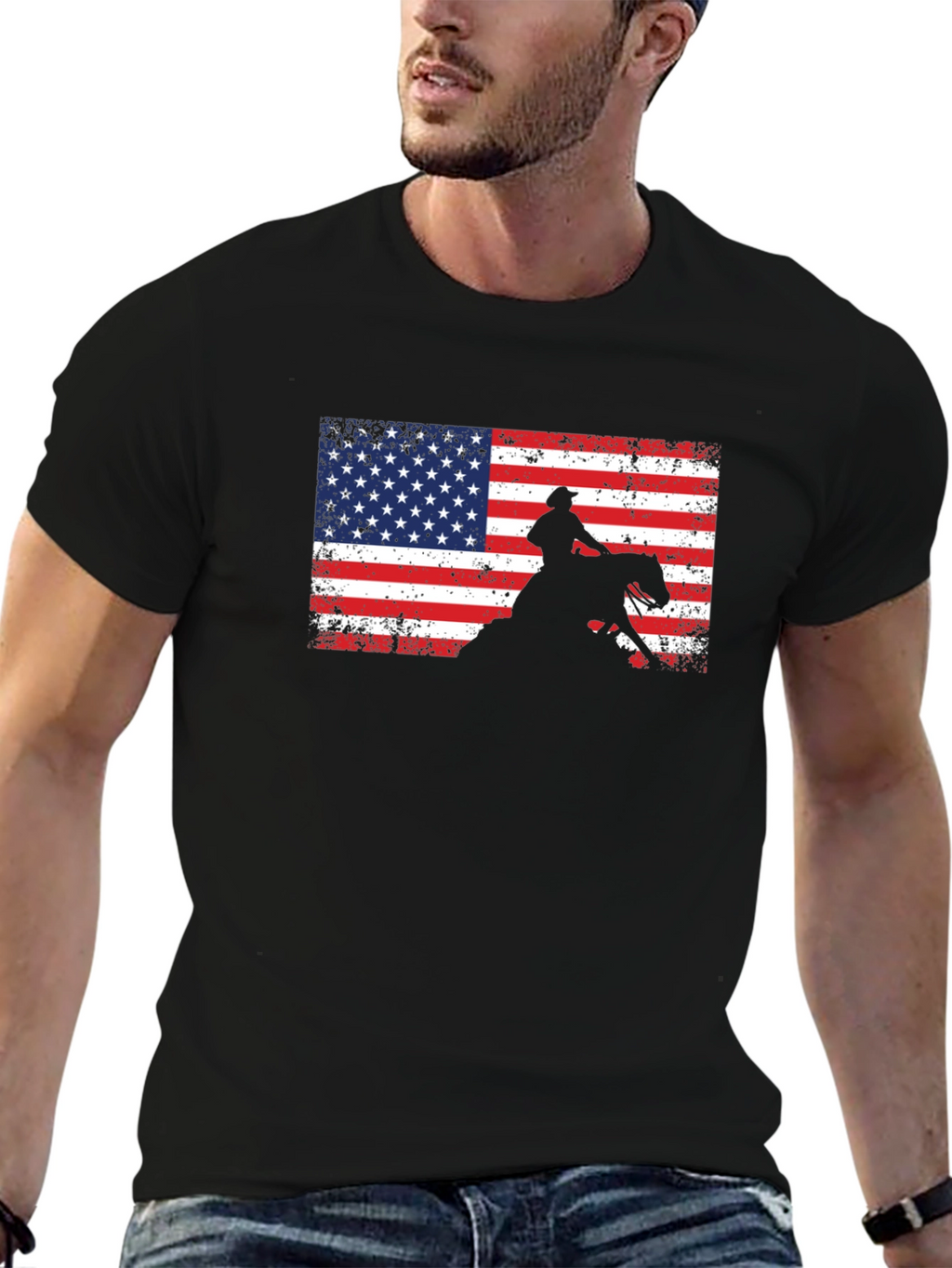American Cowboy T-Shirt: Patriotic Rodeo Style