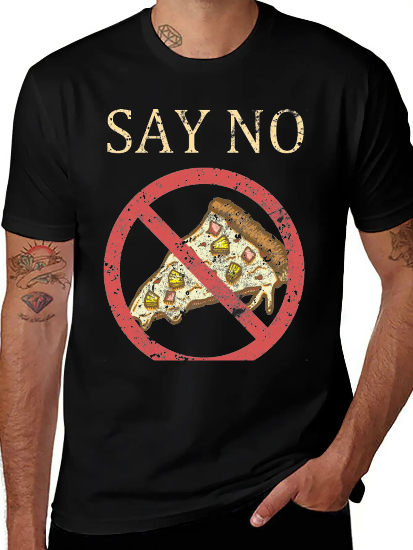 "Say No To Pineapple On Pizza" Vintage Pizza Art Timeless Short Sleeve Tee – Comfy And Minimalist Design