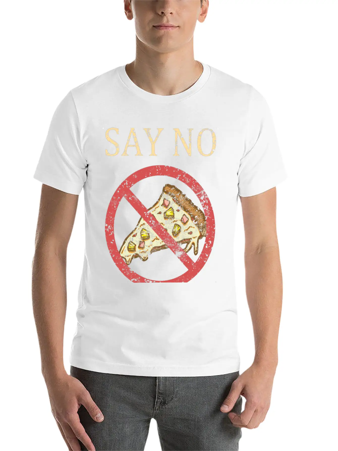 "Say No To Pineapple On Pizza" Vintage Pizza Art Timeless Short Sleeve Tee – Comfy And Minimalist Design
