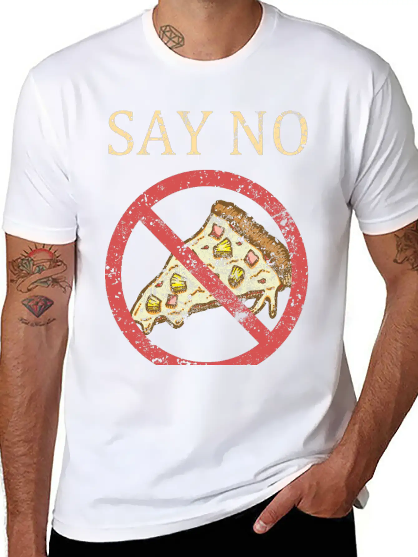 "Say No To Pineapple On Pizza" Vintage Pizza Art Timeless Short Sleeve Tee – Comfy And Minimalist Design