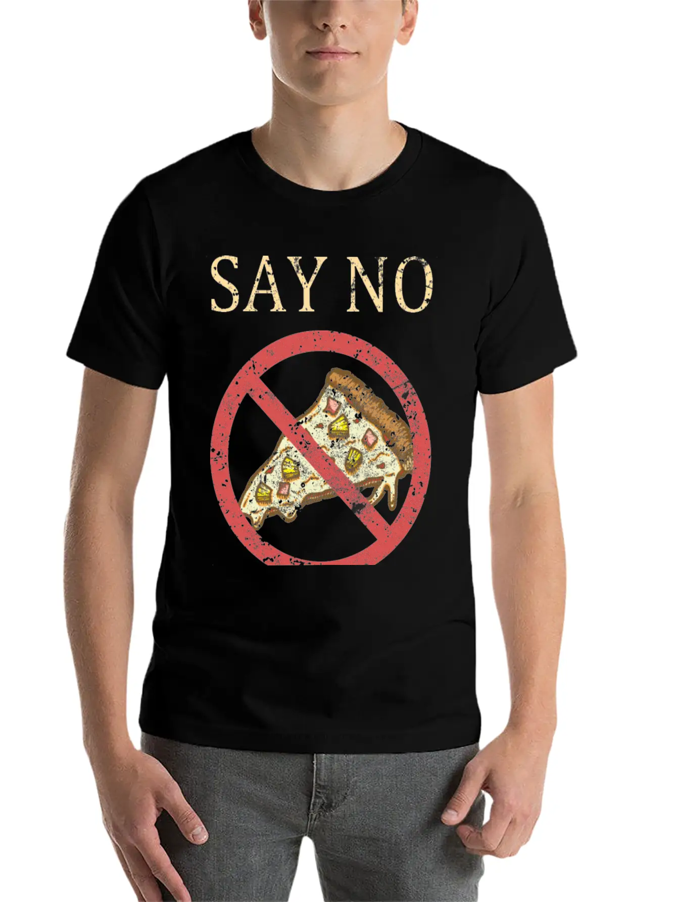 "Say No To Pineapple On Pizza" Vintage Pizza Art Timeless Short Sleeve Tee – Comfy And Minimalist Design