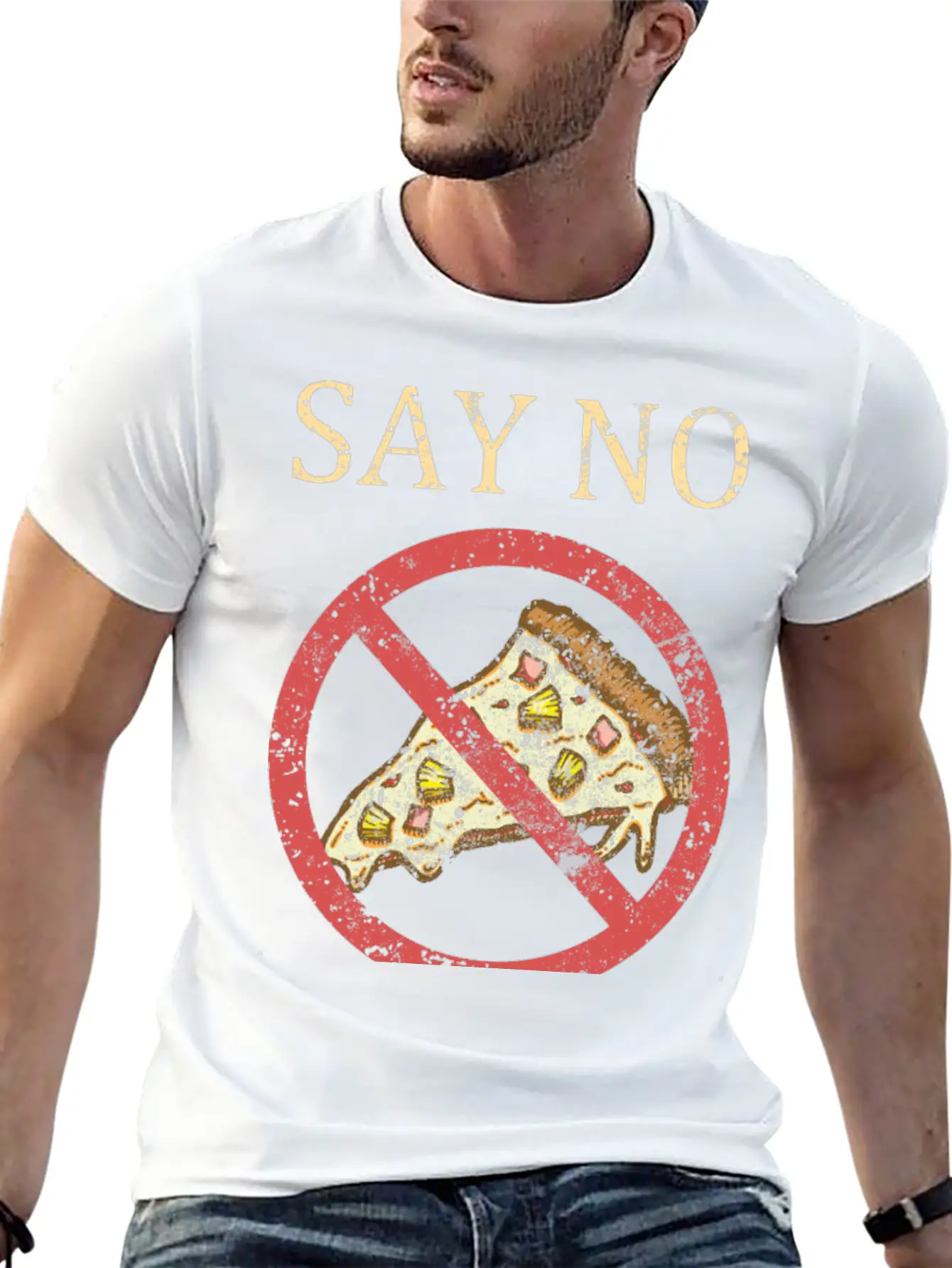"Say No To Pineapple On Pizza" Vintage Pizza Art Timeless Short Sleeve Tee – Comfy And Minimalist Design