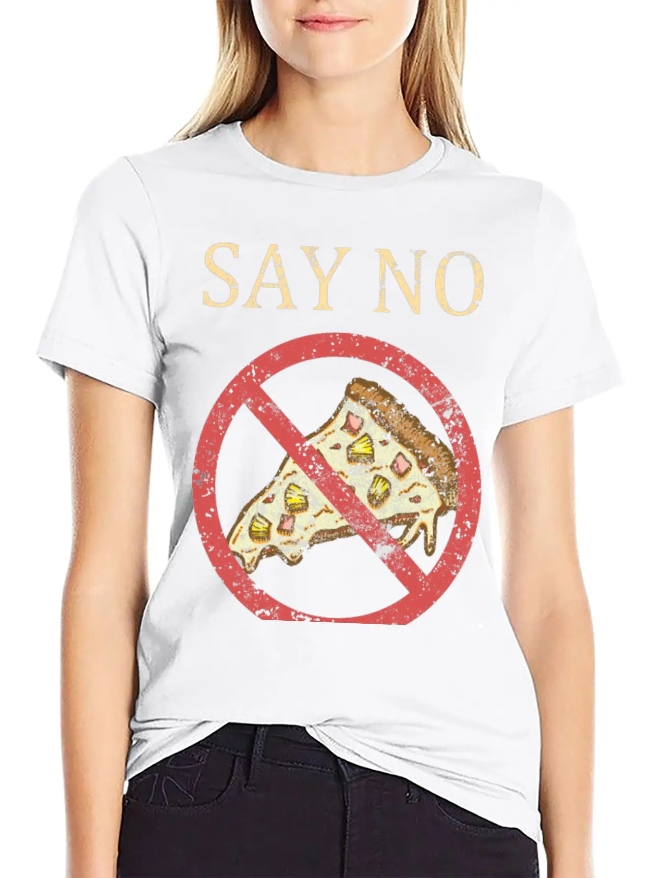 "Say No To Pineapple On Pizza" Vintage Pizza Art Timeless Short Sleeve Tee – Comfy And Minimalist Design