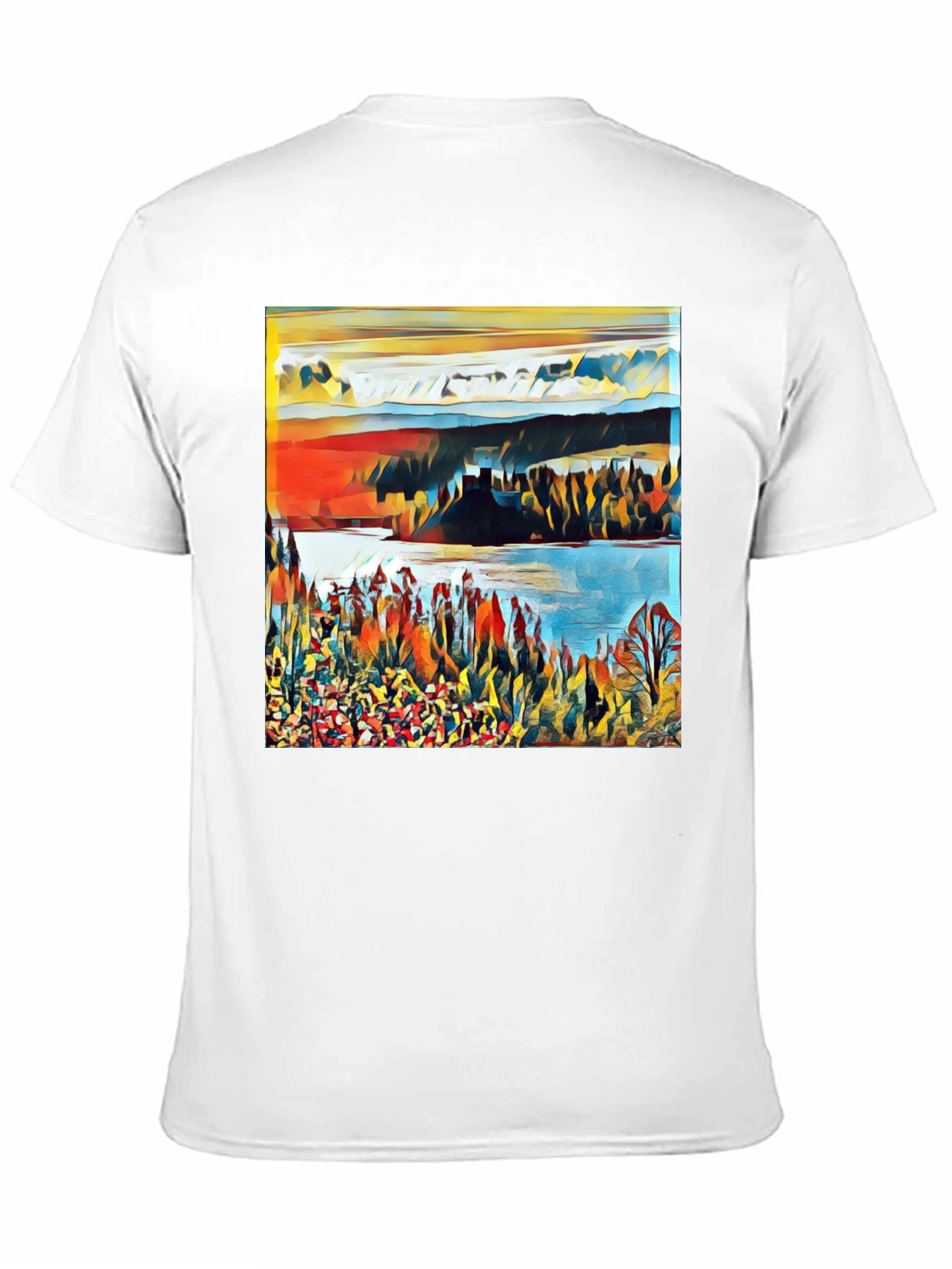 Abstract Landscape Graphic Print Tee - Black