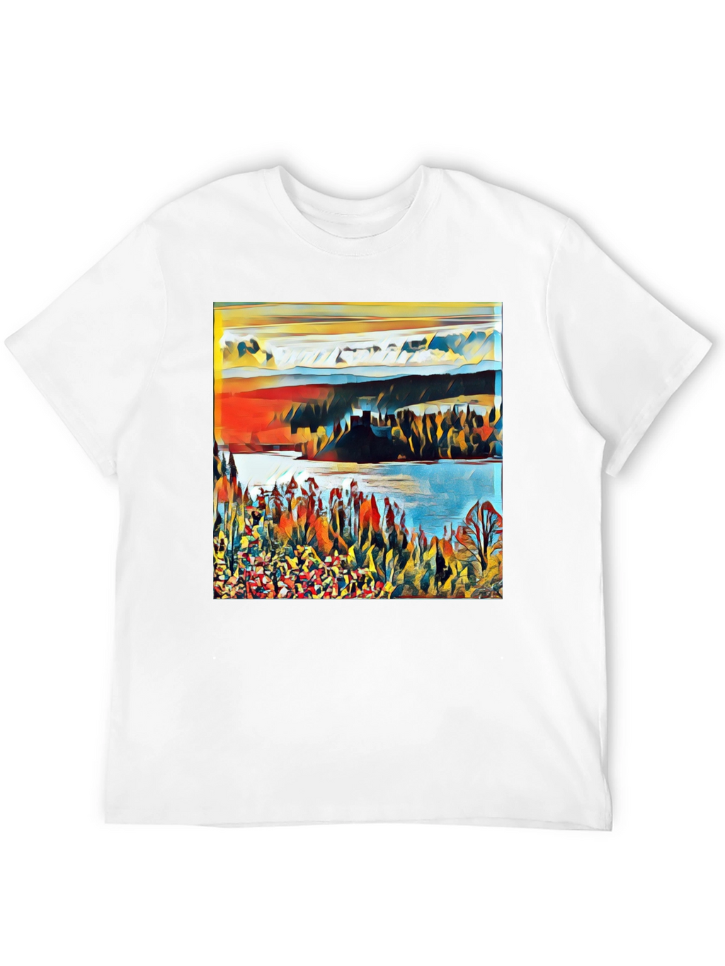 Abstract Landscape Graphic Print Tee - Black