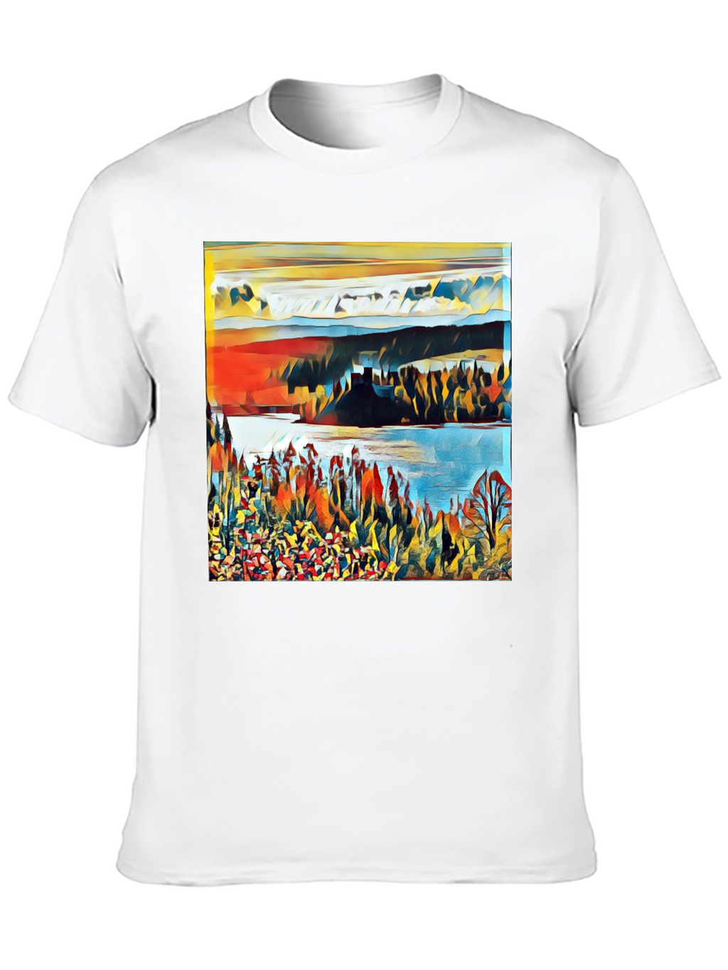 Abstract Landscape Graphic Print Tee - Black