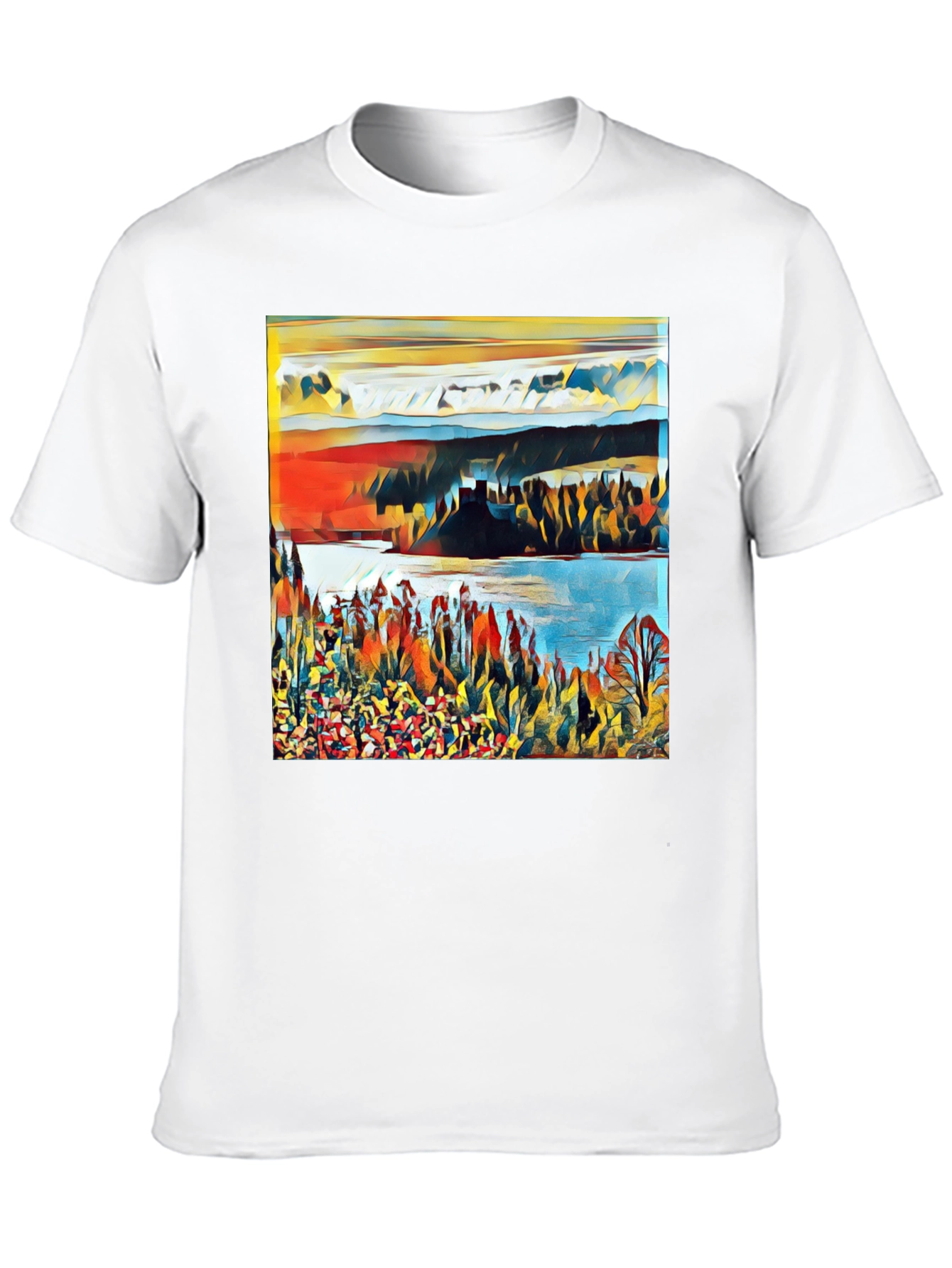 Abstract Landscape Graphic Print Tee - Black