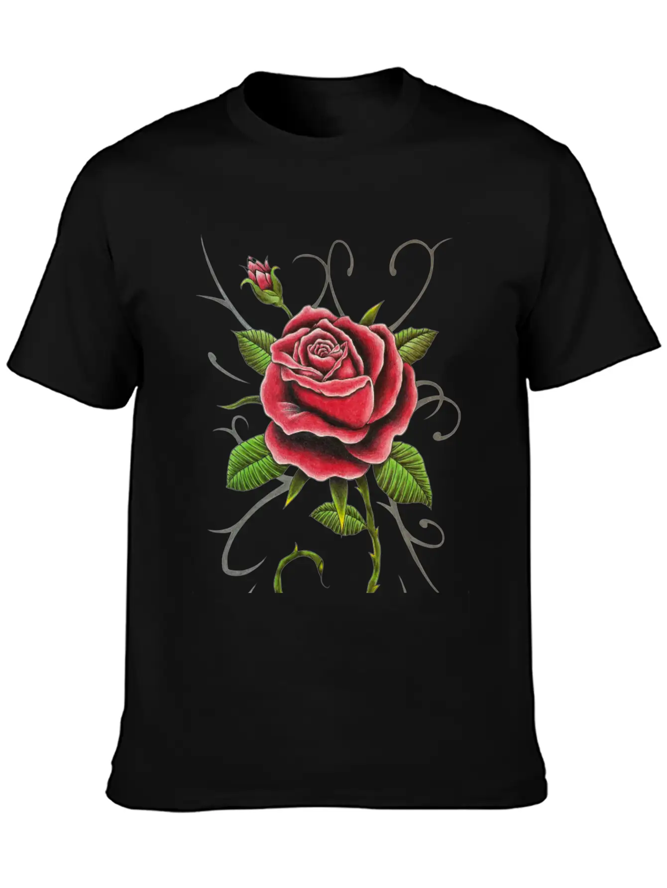 "Tattoo Style Red Rose" - Design Timeless Short Sleeve Tee – Comfy And Minimalist Design