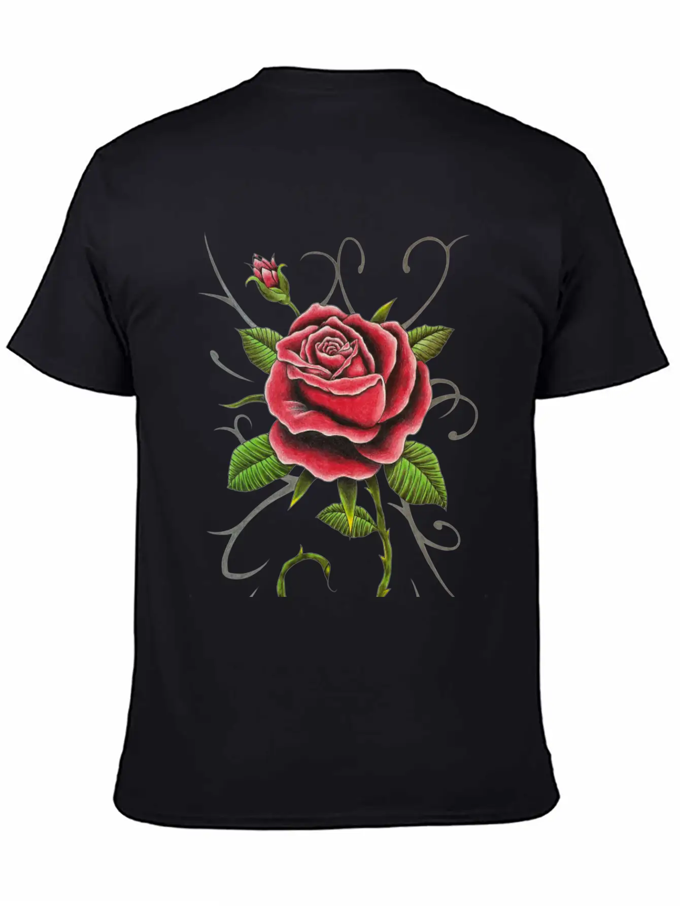 "Tattoo Style Red Rose" - Design Timeless Short Sleeve Tee – Comfy And Minimalist Design