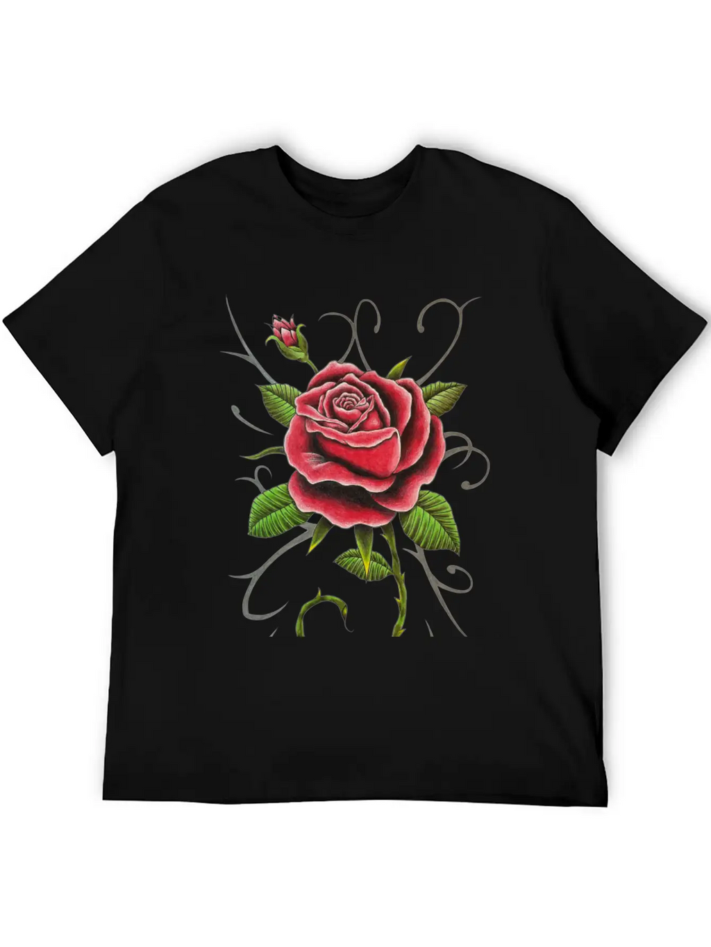 "Tattoo Style Red Rose" - Design Timeless Short Sleeve Tee – Comfy And Minimalist Design