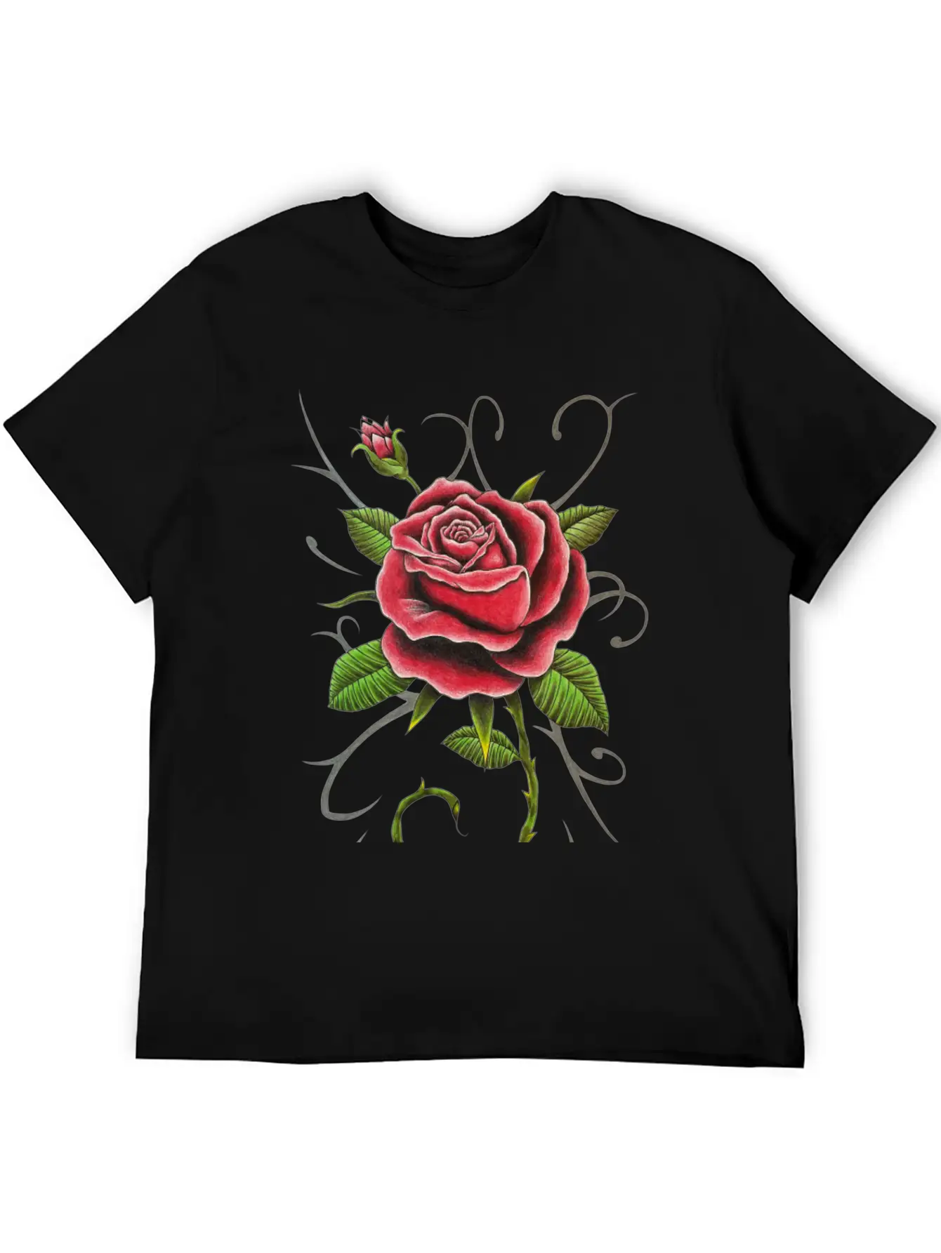 "Tattoo Style Red Rose" - Design Timeless Short Sleeve Tee – Comfy And Minimalist Design