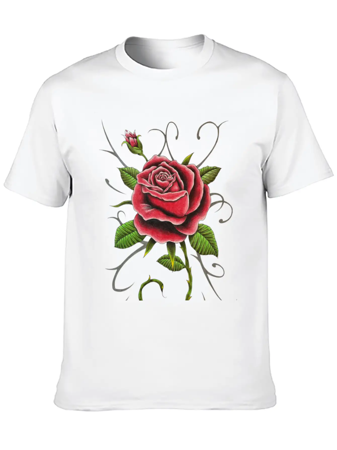 "Tattoo Style Red Rose" - Design Timeless Short Sleeve Tee – Comfy And Minimalist Design