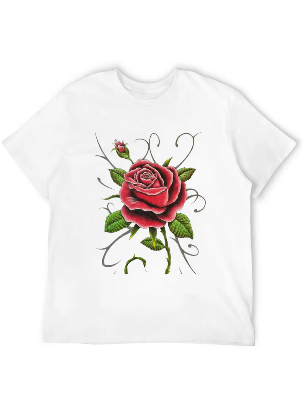 "Tattoo Style Red Rose" - Design Timeless Short Sleeve Tee – Comfy And Minimalist Design