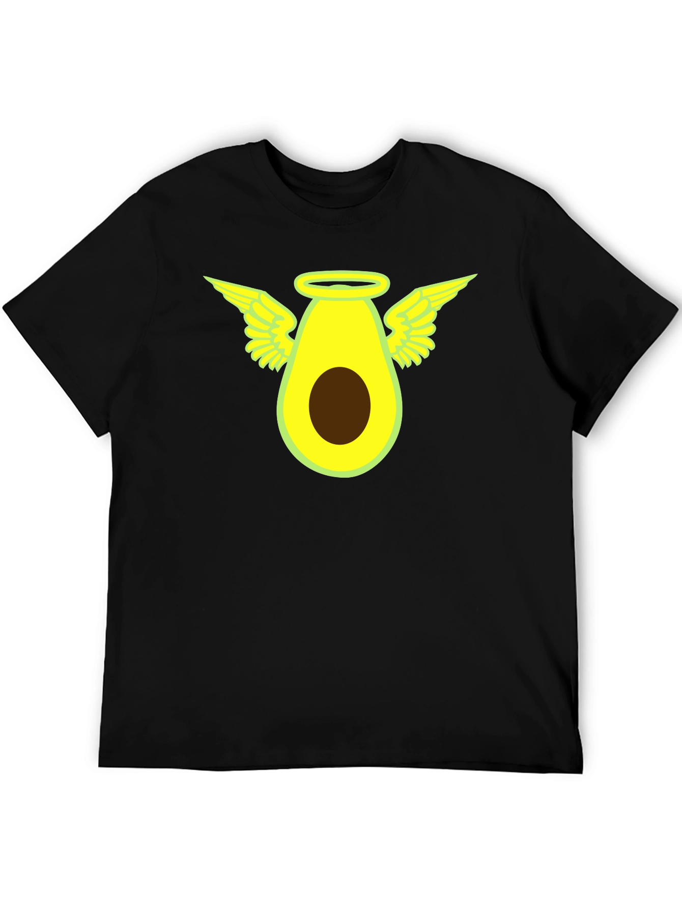 Angel Avocado Graphic Tee - Black Cotton T-Shirt