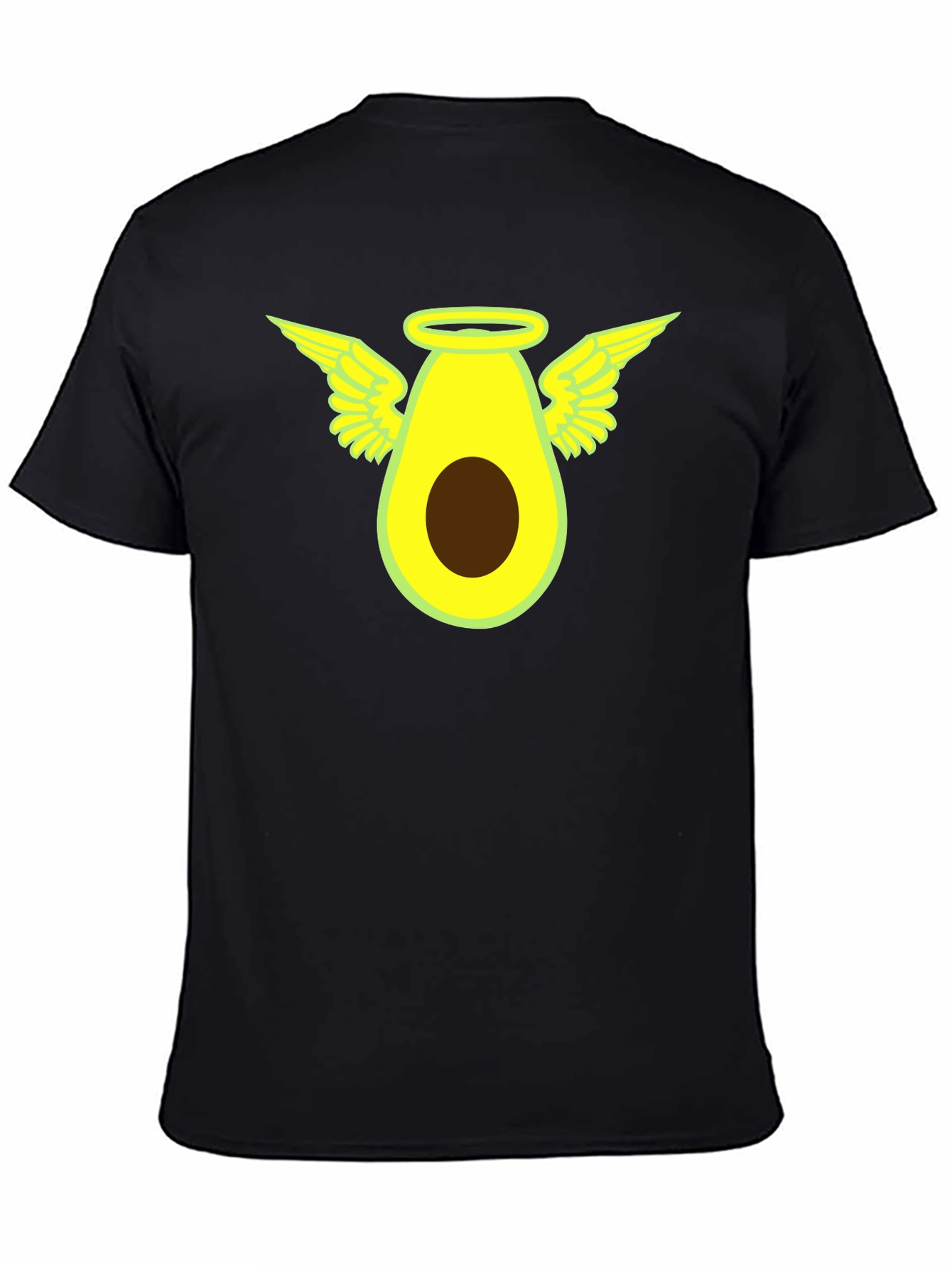 Angel Avocado Graphic Tee - Black Cotton T-Shirt