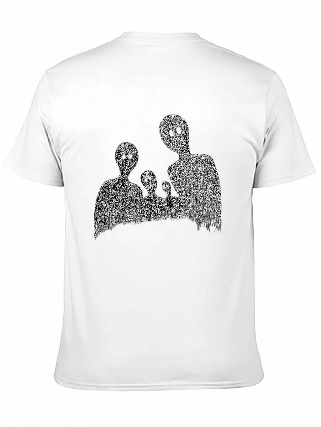 Abstract Black T-Shirt with Ghost Family