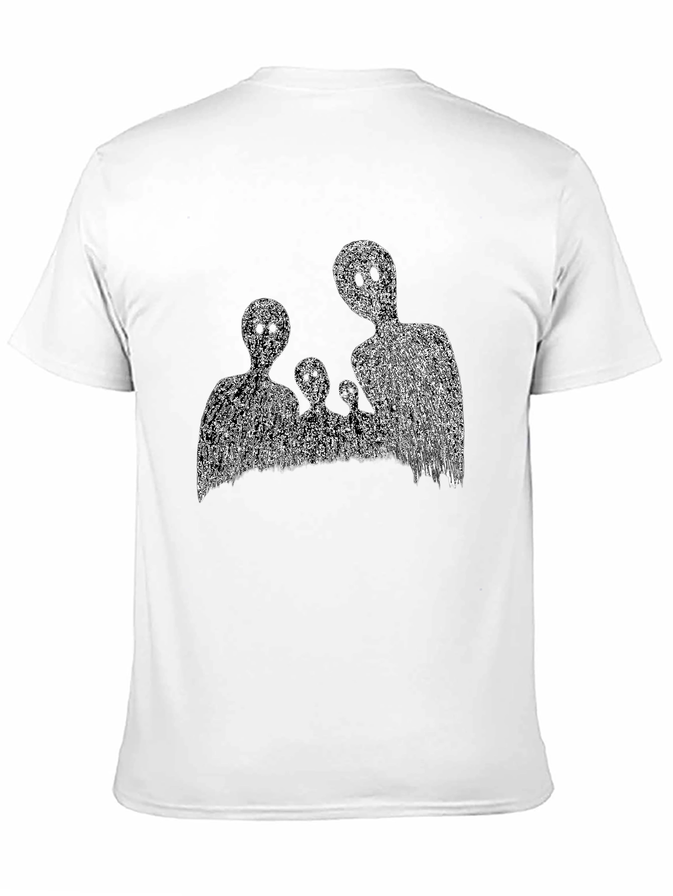 Abstract Black T-Shirt with Ghost Family