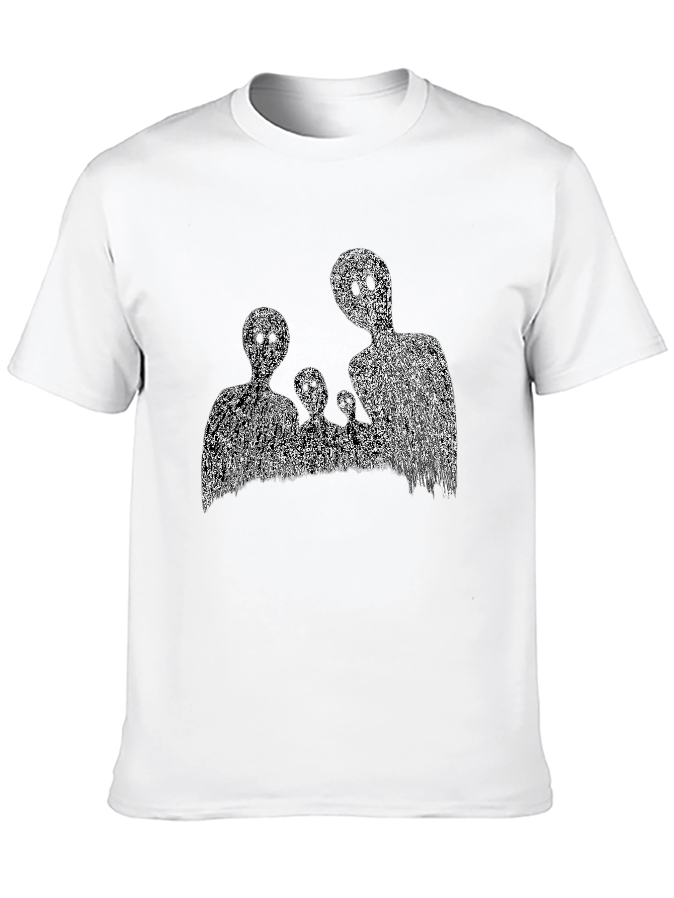 Abstract Black T-Shirt with Ghost Family