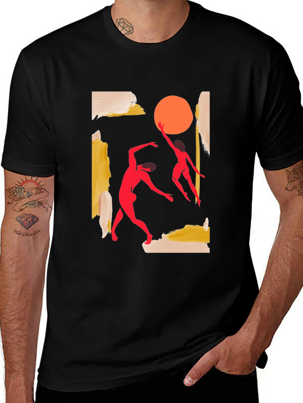 Abstract Dance T-Shirt - Black Cotton Tee