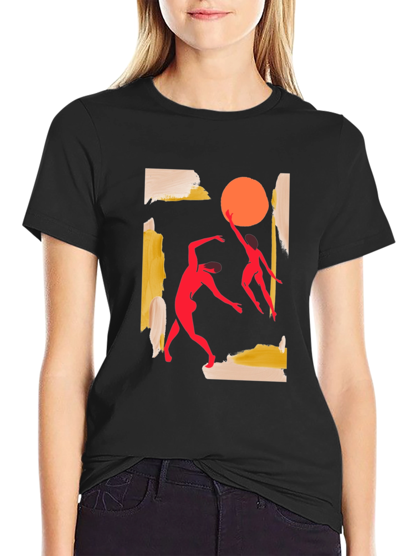 Abstract Dance T-Shirt - Black Cotton Tee