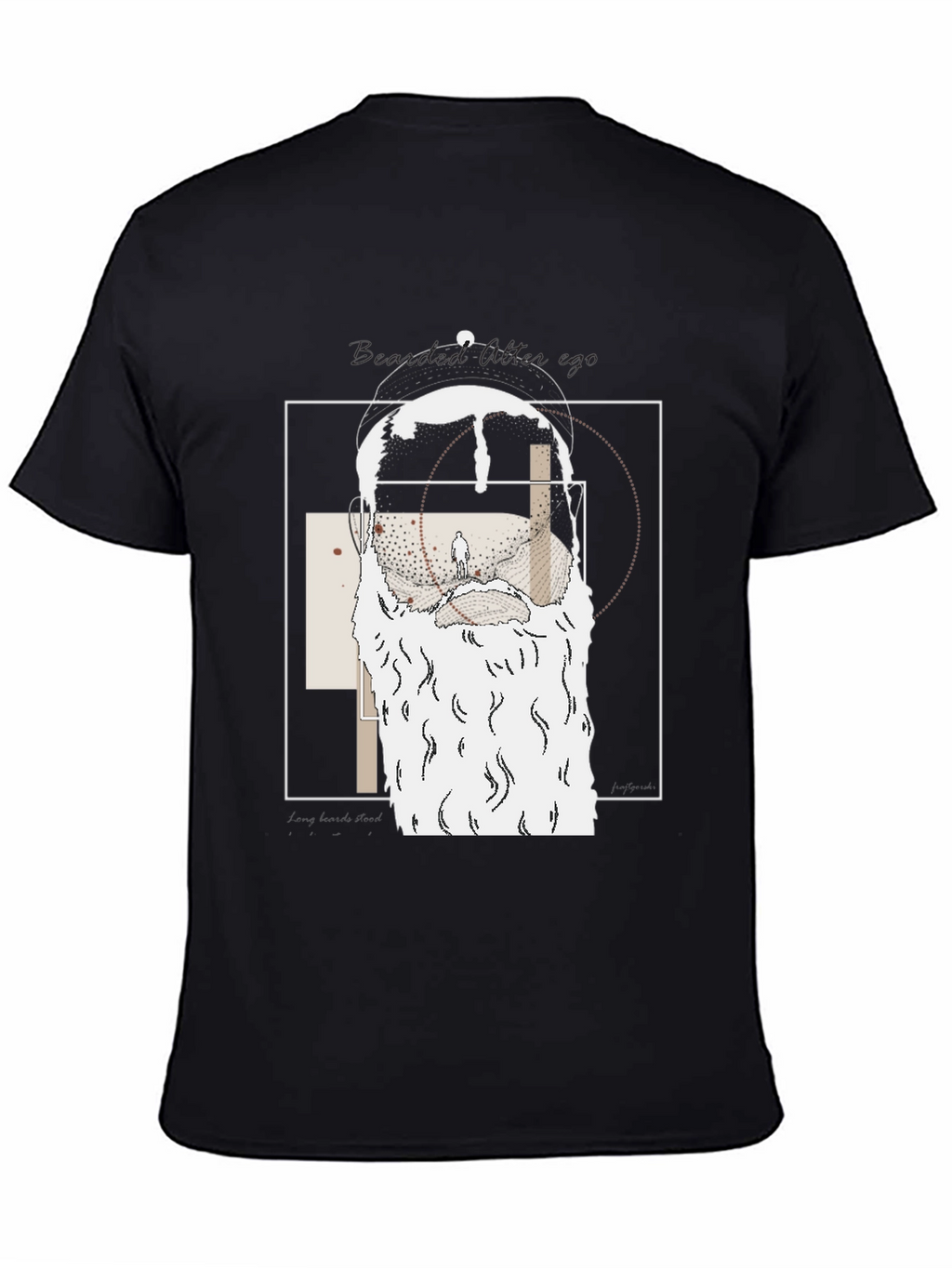 Abstract Bearded Man Graphic Tee - Black