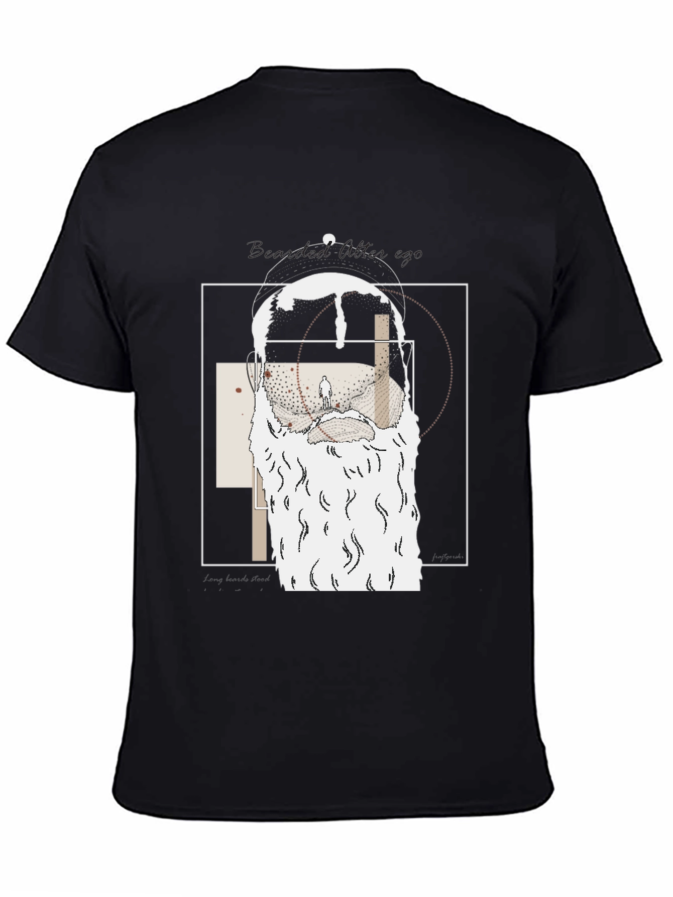 Abstract Bearded Man Graphic Tee - Black