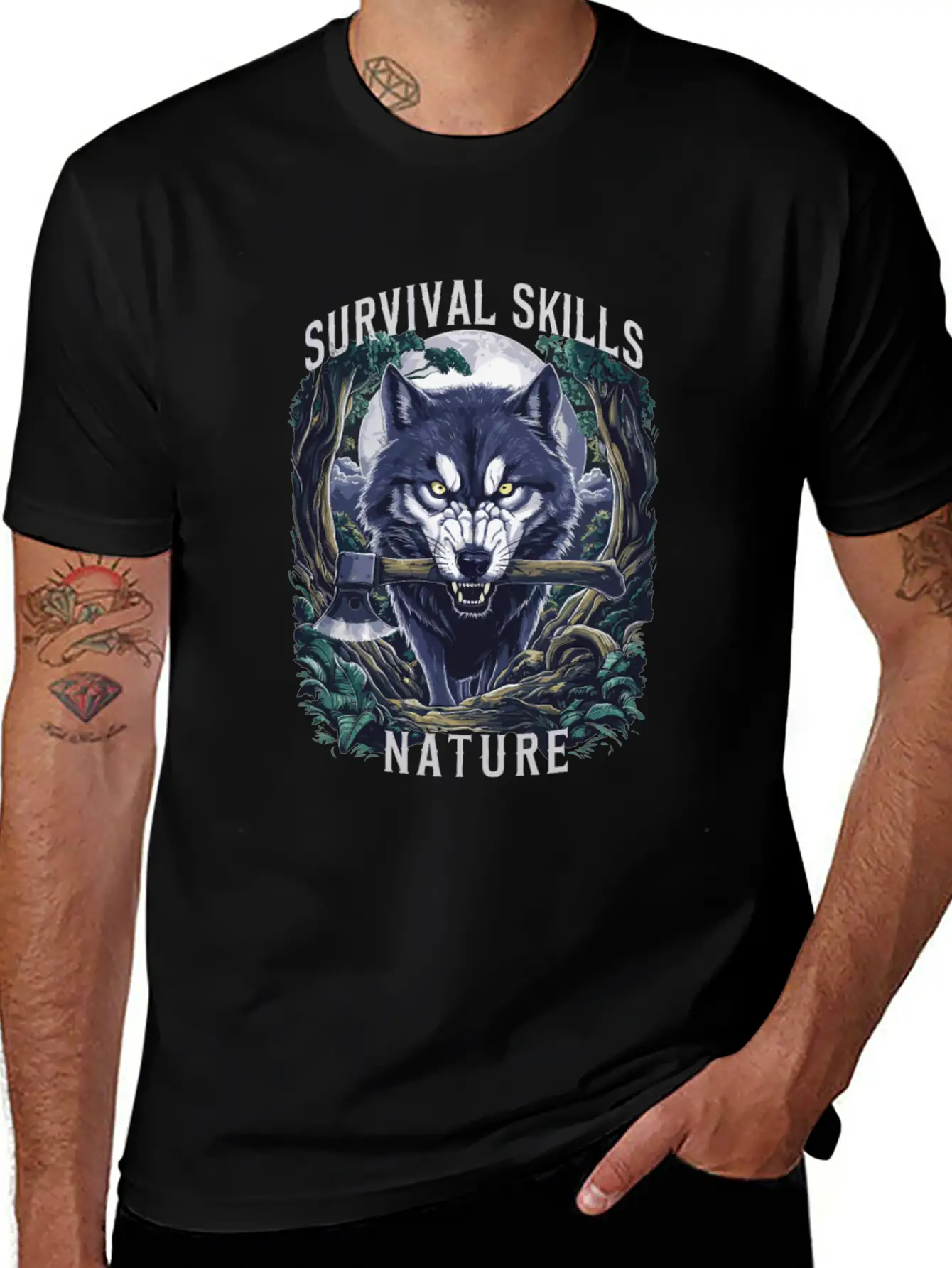 Wolf Survival Skills Nature Themed Classic Fit Graphic Tee For Daily Comfort – Unisex Cotton Shirt