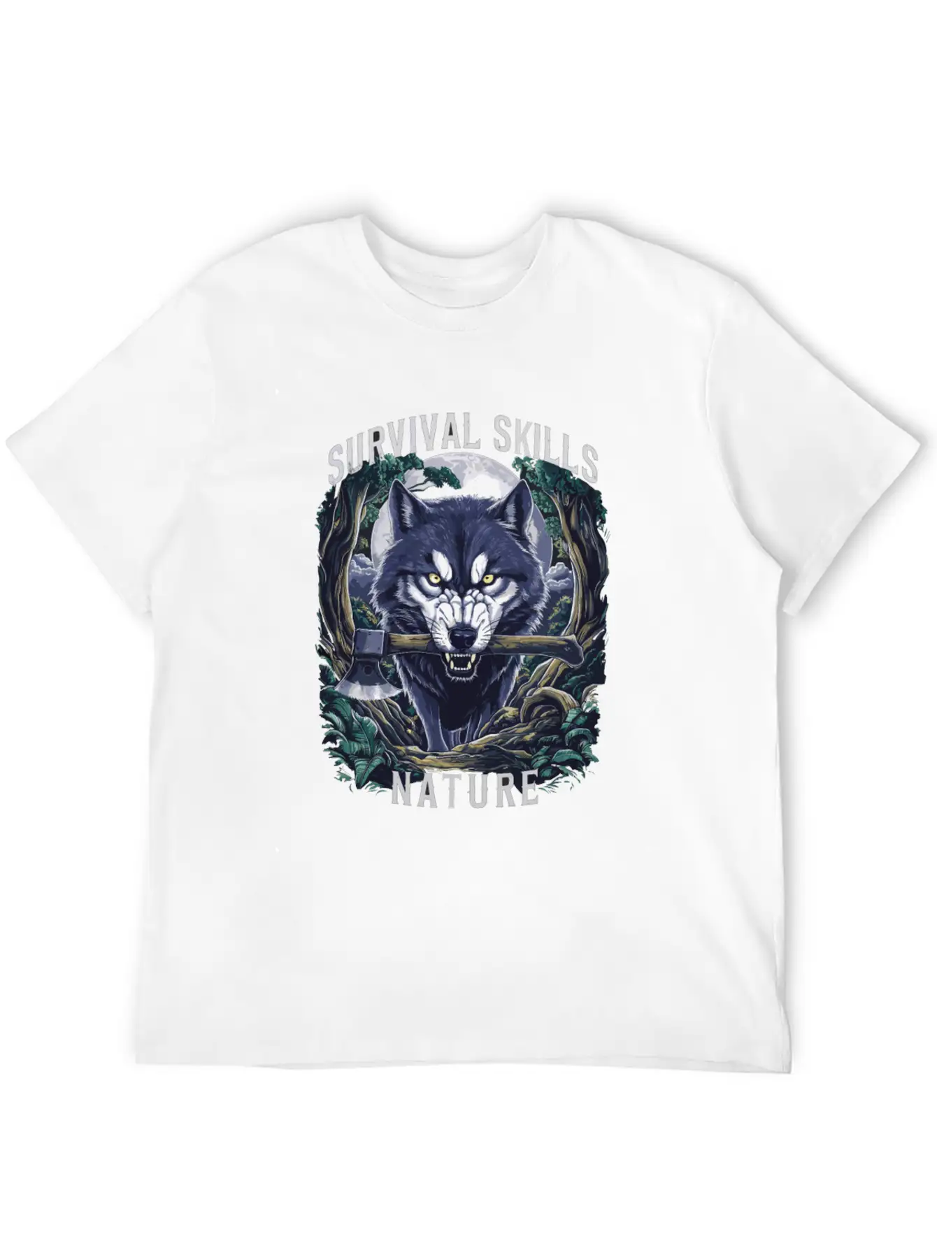Wolf Survival Skills Nature Themed Classic Fit Graphic Tee For Daily Comfort – Unisex Cotton Shirt