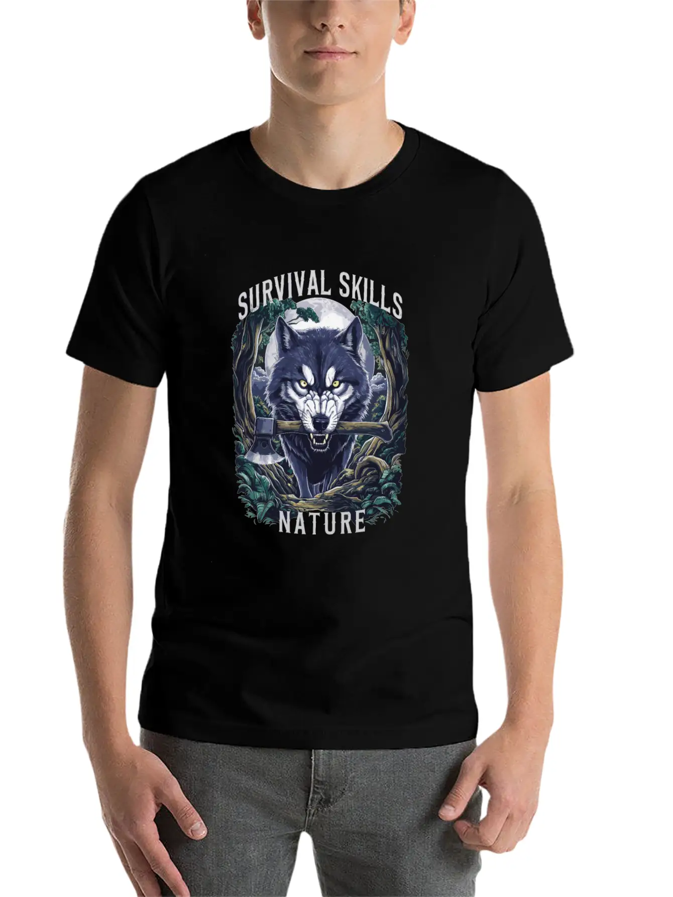 Wolf Survival Skills Nature Themed Classic Fit Graphic Tee For Daily Comfort – Unisex Cotton Shirt