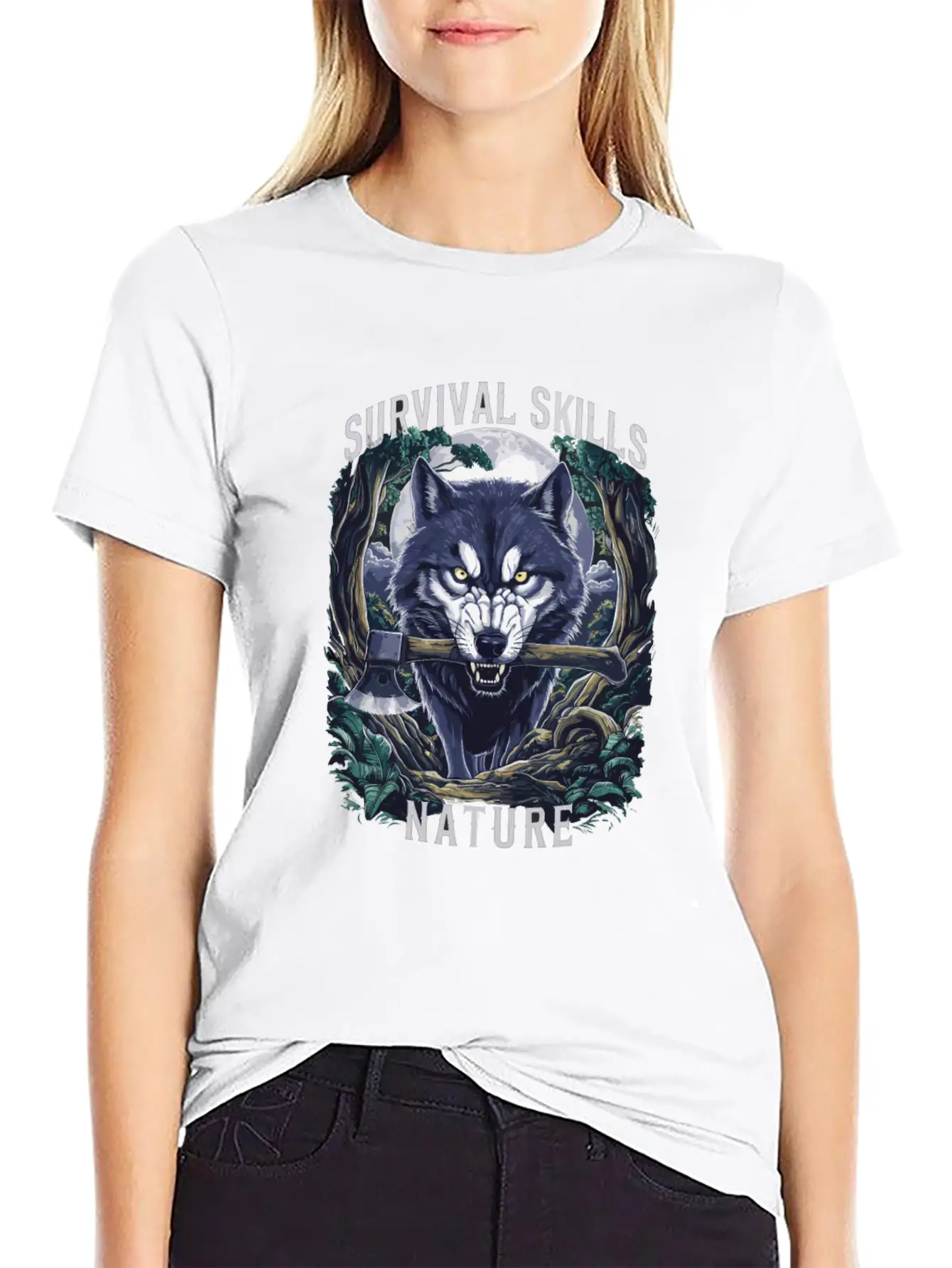 Wolf Survival Skills Nature Themed Classic Fit Graphic Tee For Daily Comfort – Unisex Cotton Shirt