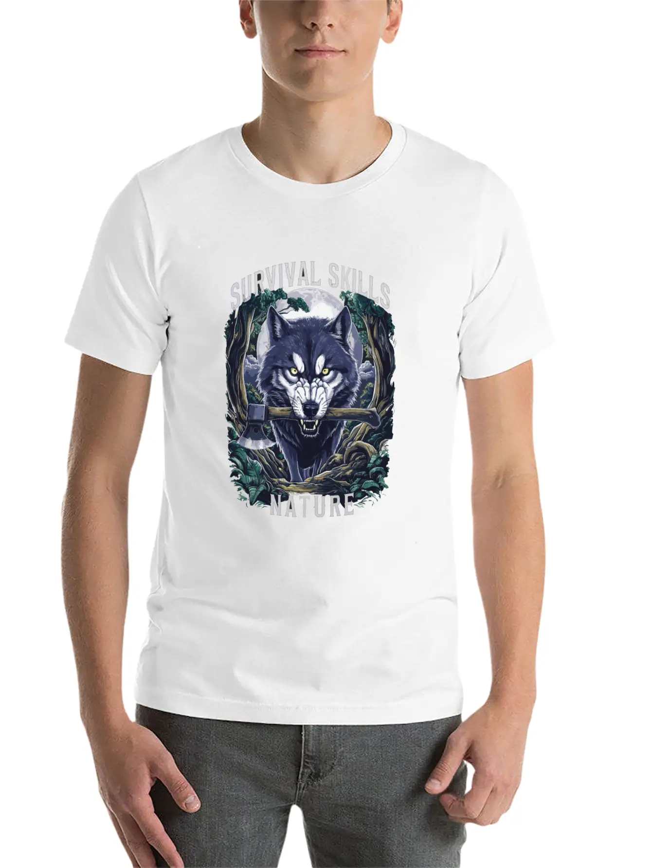 Wolf Survival Skills Nature Themed Classic Fit Graphic Tee For Daily Comfort – Unisex Cotton Shirt