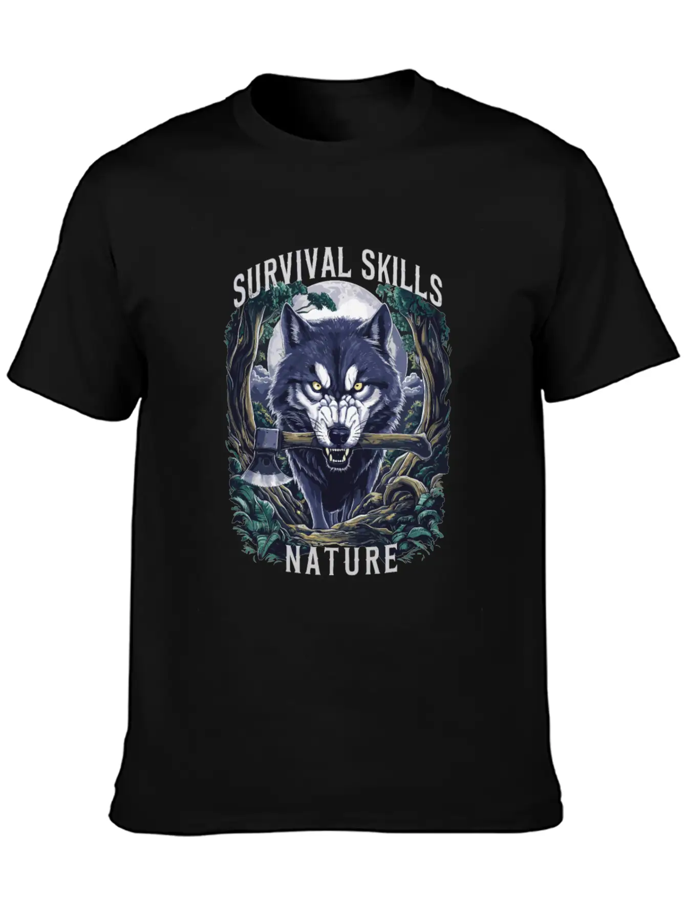 Wolf Survival Skills Nature Themed Classic Fit Graphic Tee For Daily Comfort – Unisex Cotton Shirt