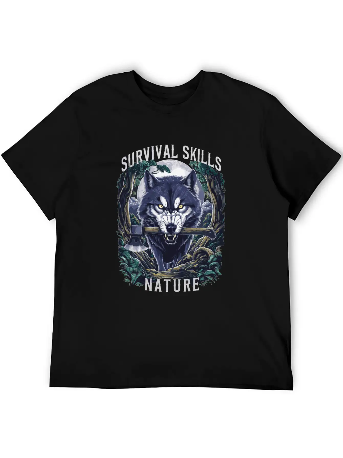 Wolf Survival Skills Nature Themed Classic Fit Graphic Tee For Daily Comfort – Unisex Cotton Shirt