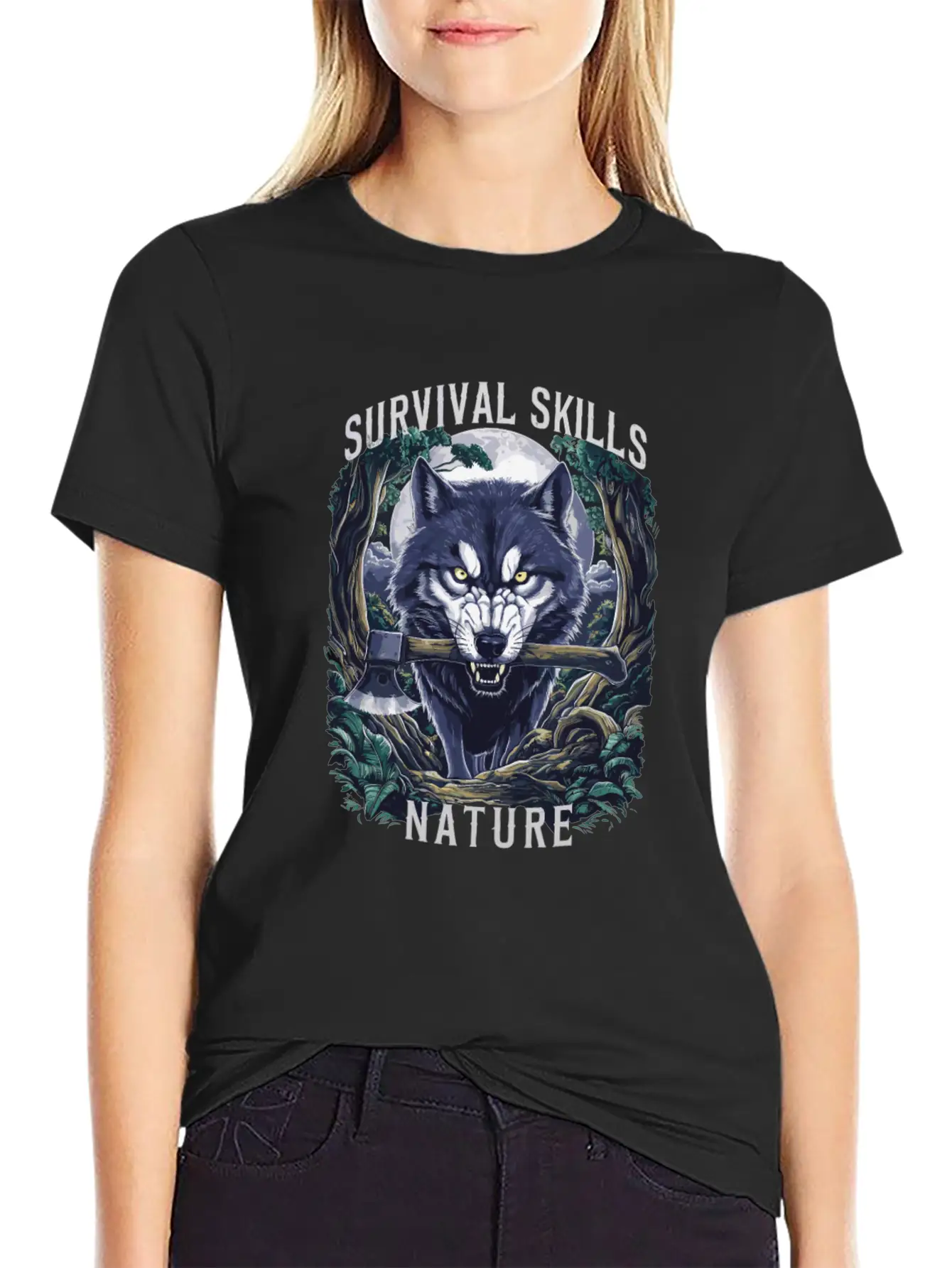 Wolf Survival Skills Nature Themed Classic Fit Graphic Tee For Daily Comfort – Unisex Cotton Shirt