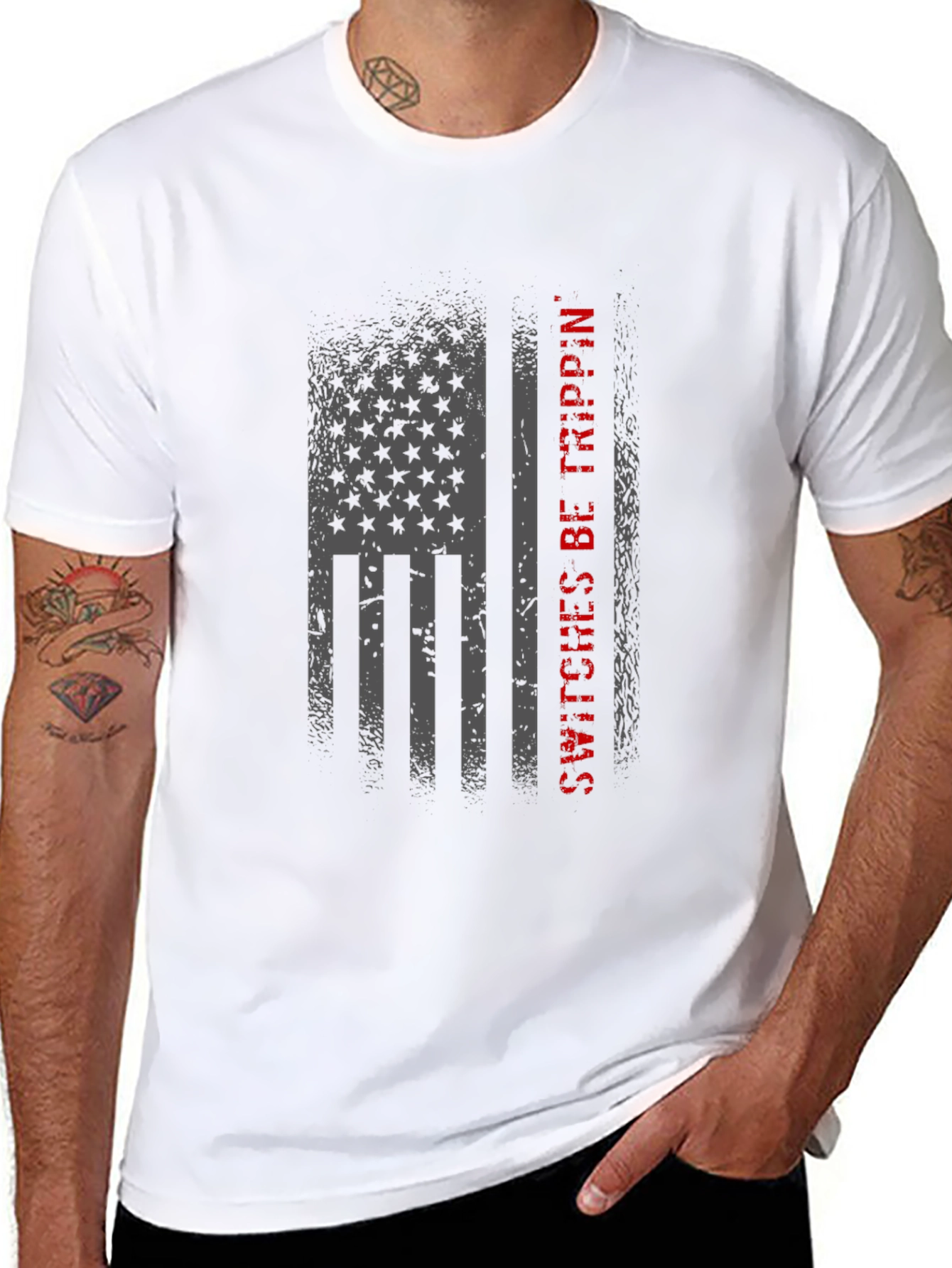 American Flag Switches Be Trippin Graphic Tee