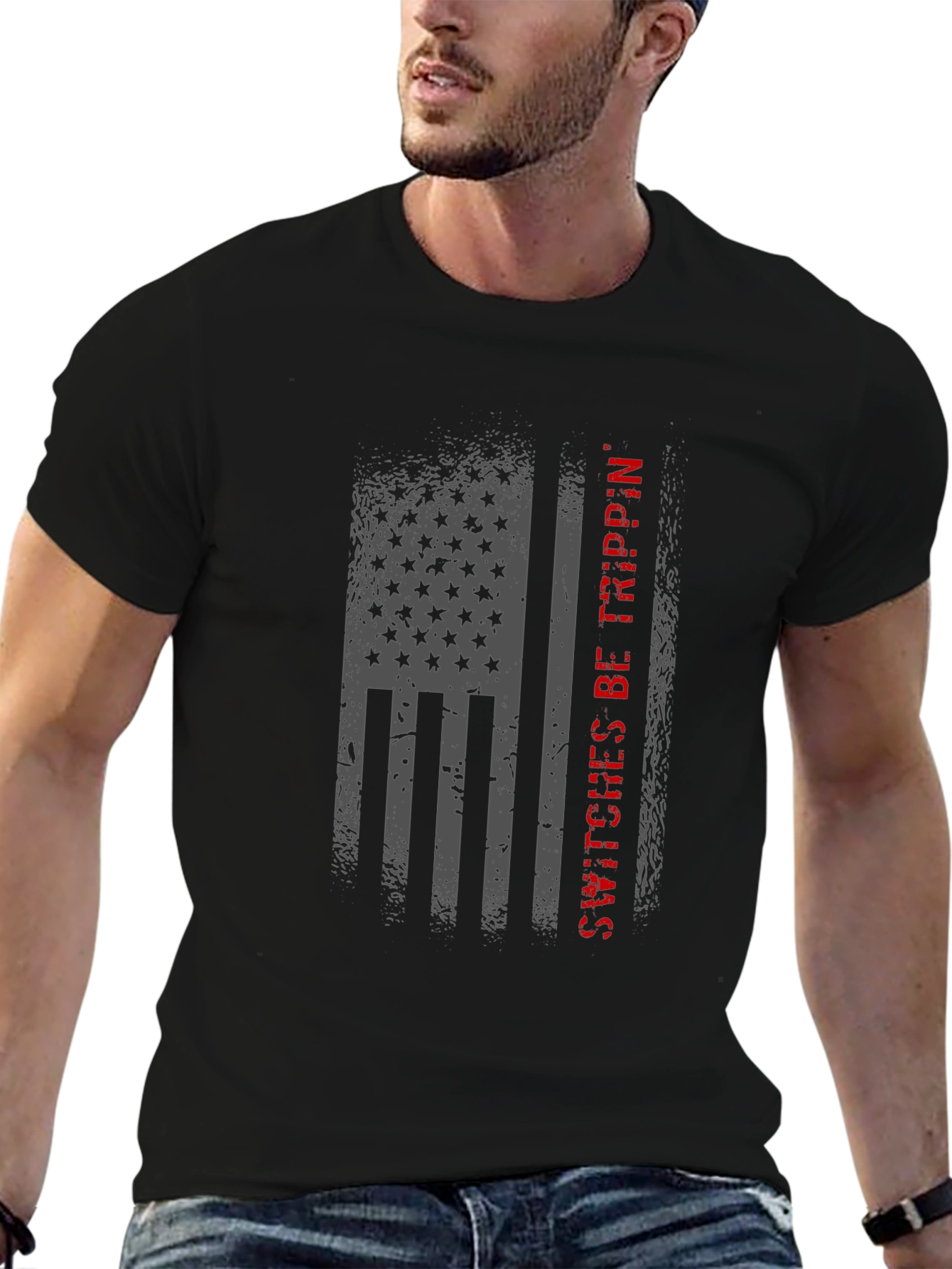 American Flag Switches Be Trippin Graphic Tee