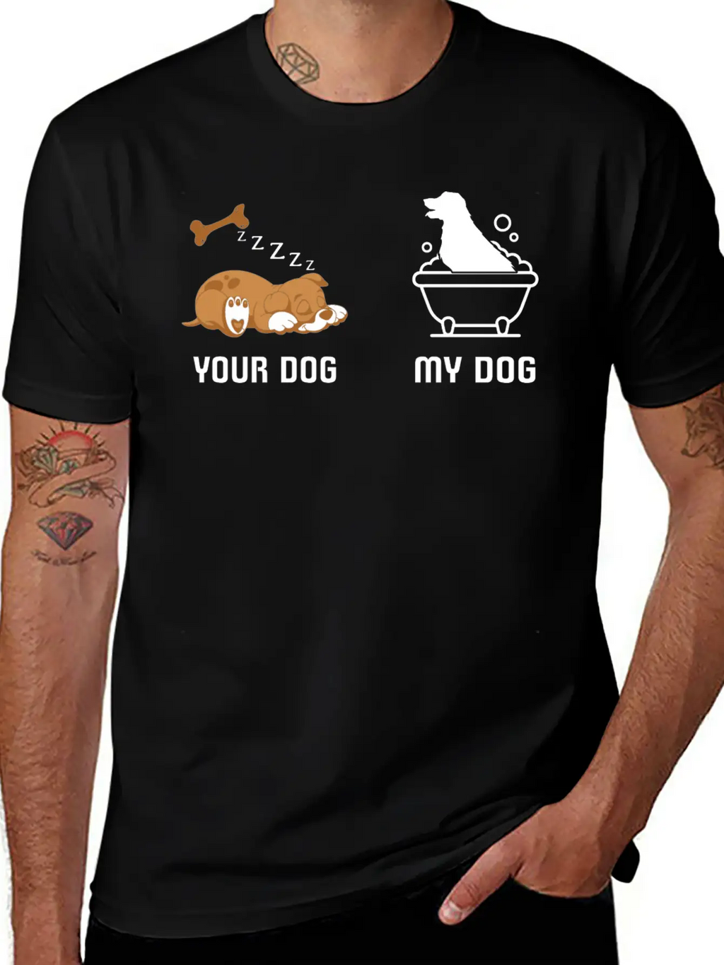 Your Dog My Dog Bath Dog Funny Tshirt Classic Fit Graphic Tee For Daily Comfort