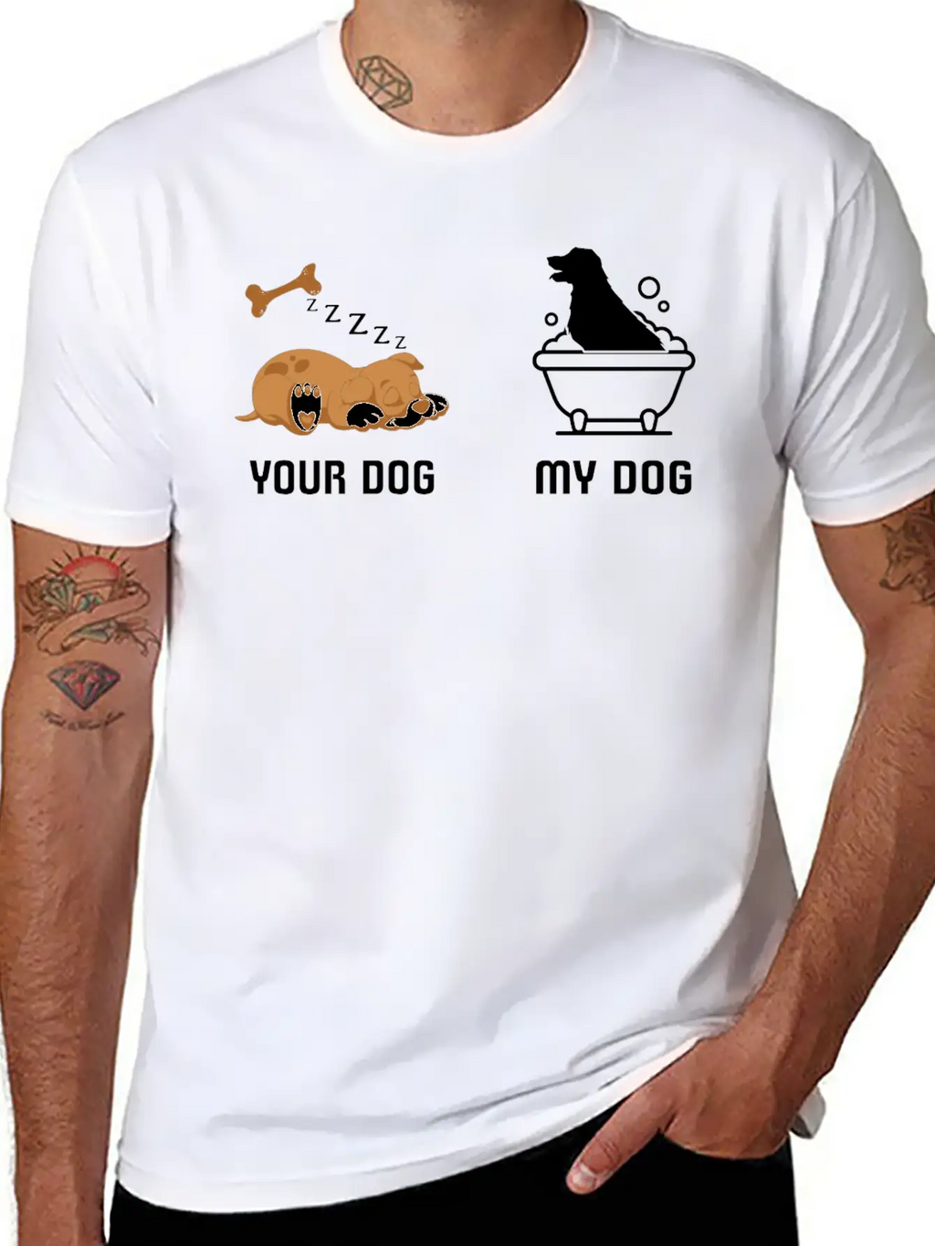Your Dog My Dog Bath Dog Funny Tshirt Classic Fit Graphic Tee For Daily Comfort